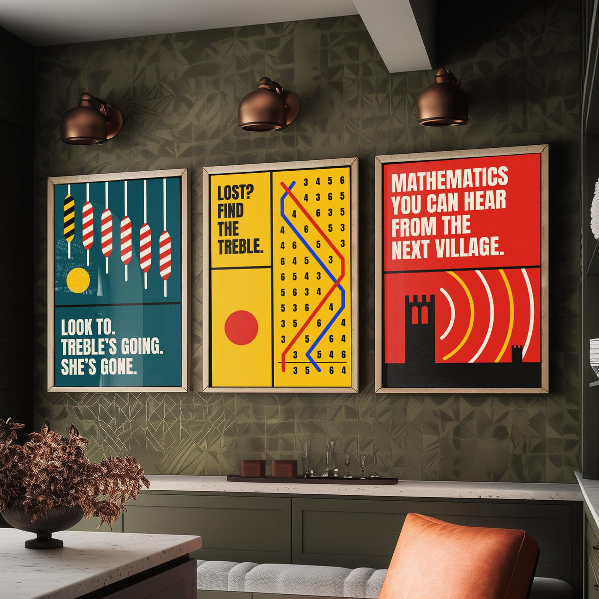 Bell Ringing Quotes Set of Three Art Prints - 3 Bauhaus Change Ringing Posters - Minimalist Music Wall Art Illustration V1