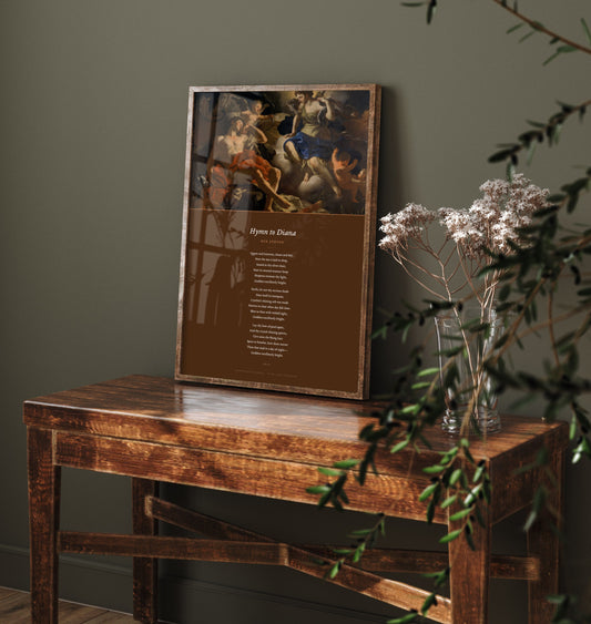 Hymn to Diana by Ben Jonson Art Print - Full Poem Poster - Moon Goddess Poetry beneath Diana and Endymion Classic Painting
