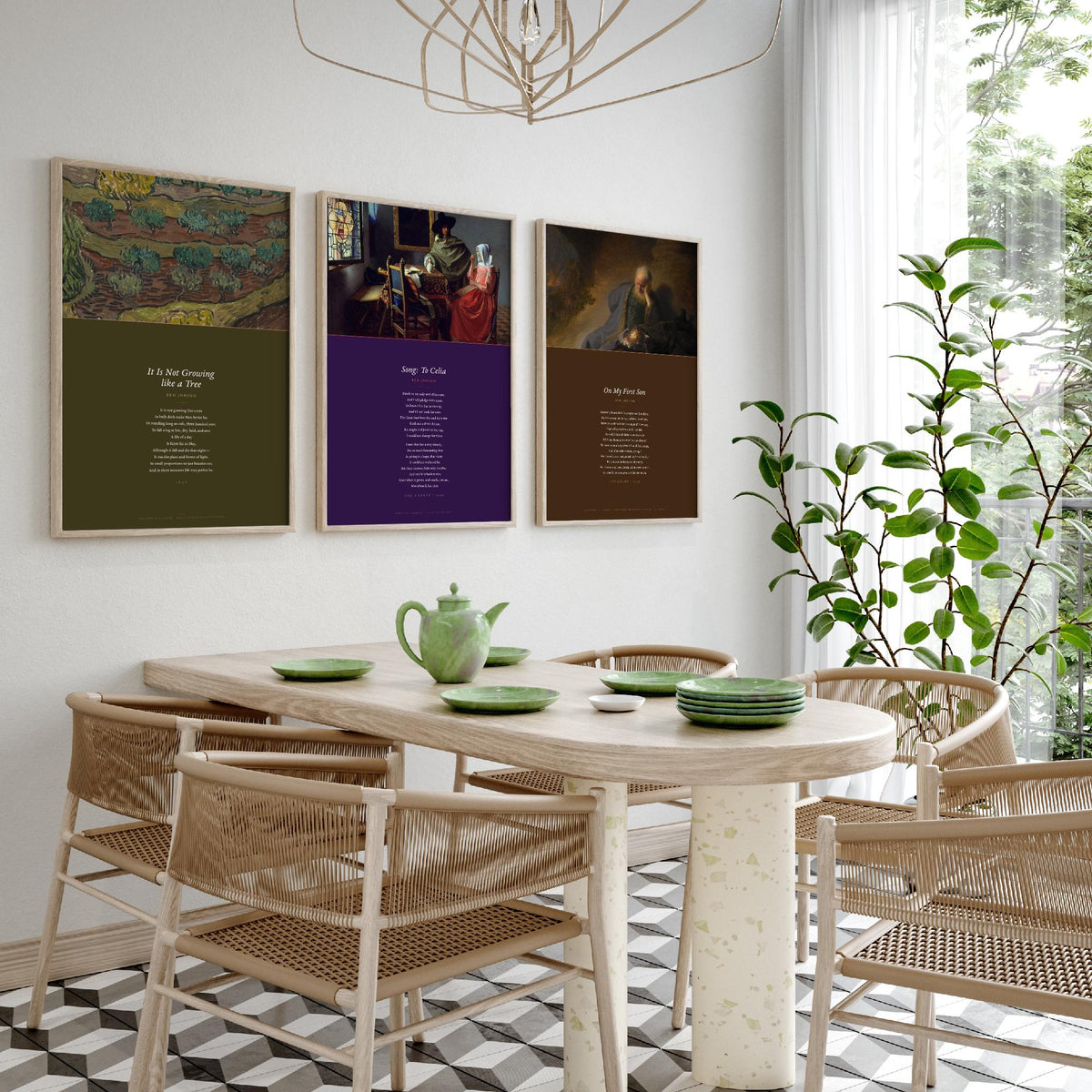 Ben Jonson Poems Set of Three Art Prints - On My First Son, It Is Not Growing like a Tree - Poems over Classic Paintings - Poetry Poster