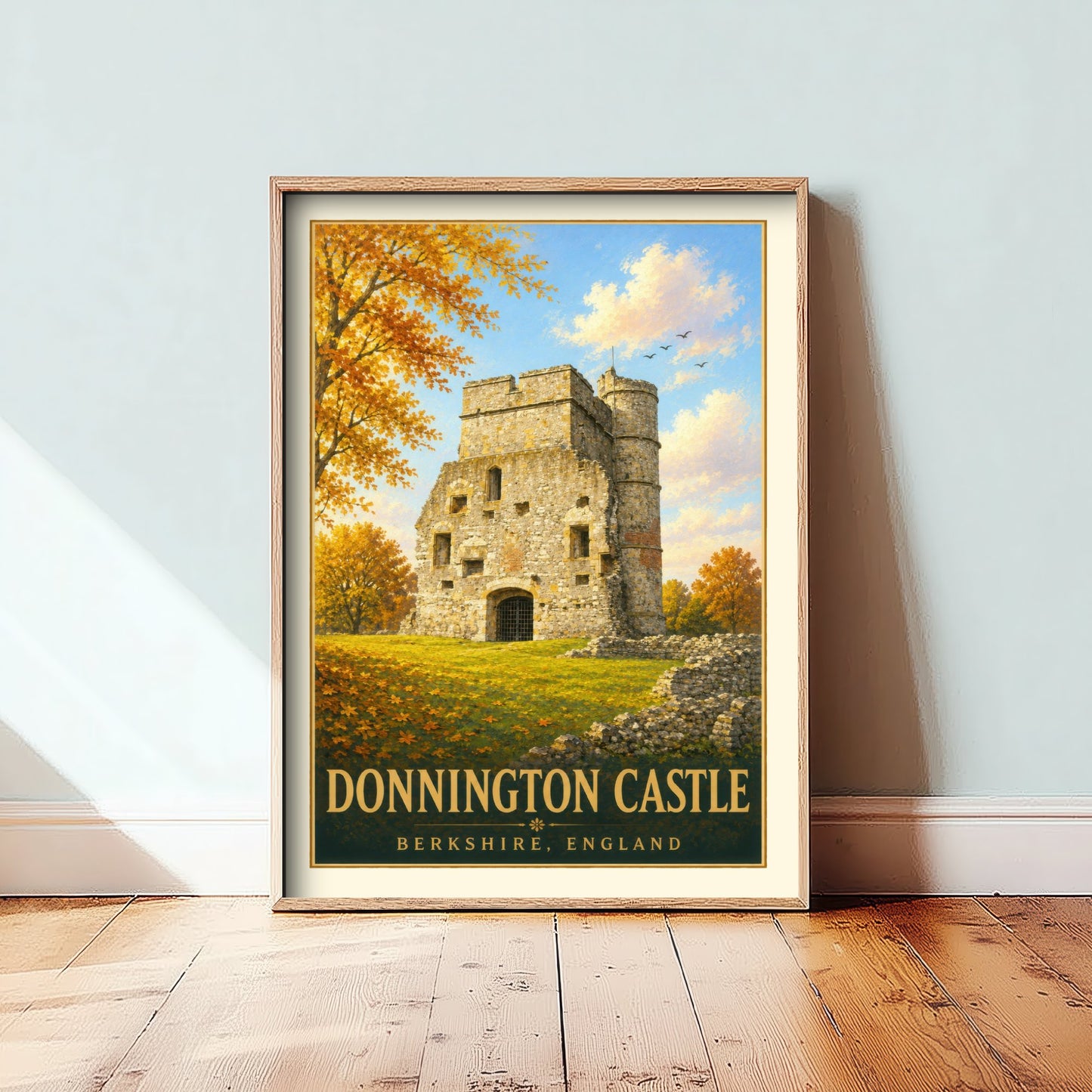 Donnington Castle Travel Poster - Berkshire England Art Print - Vintage Illustration - Historic Castle Ruins 1/3
