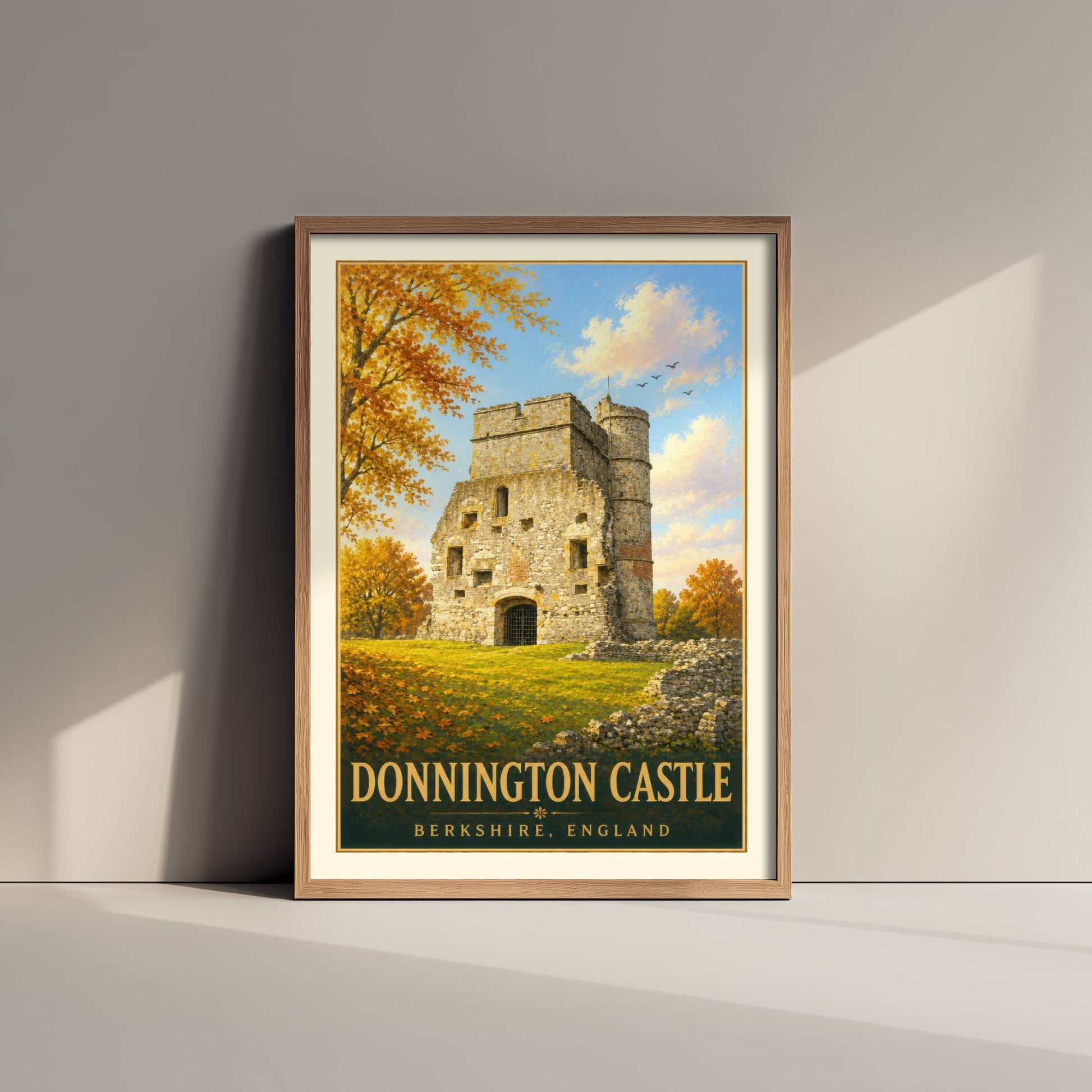 Donnington Castle Travel Poster - Berkshire England Art Print - Vintage Illustration - Historic Castle Ruins 1/3