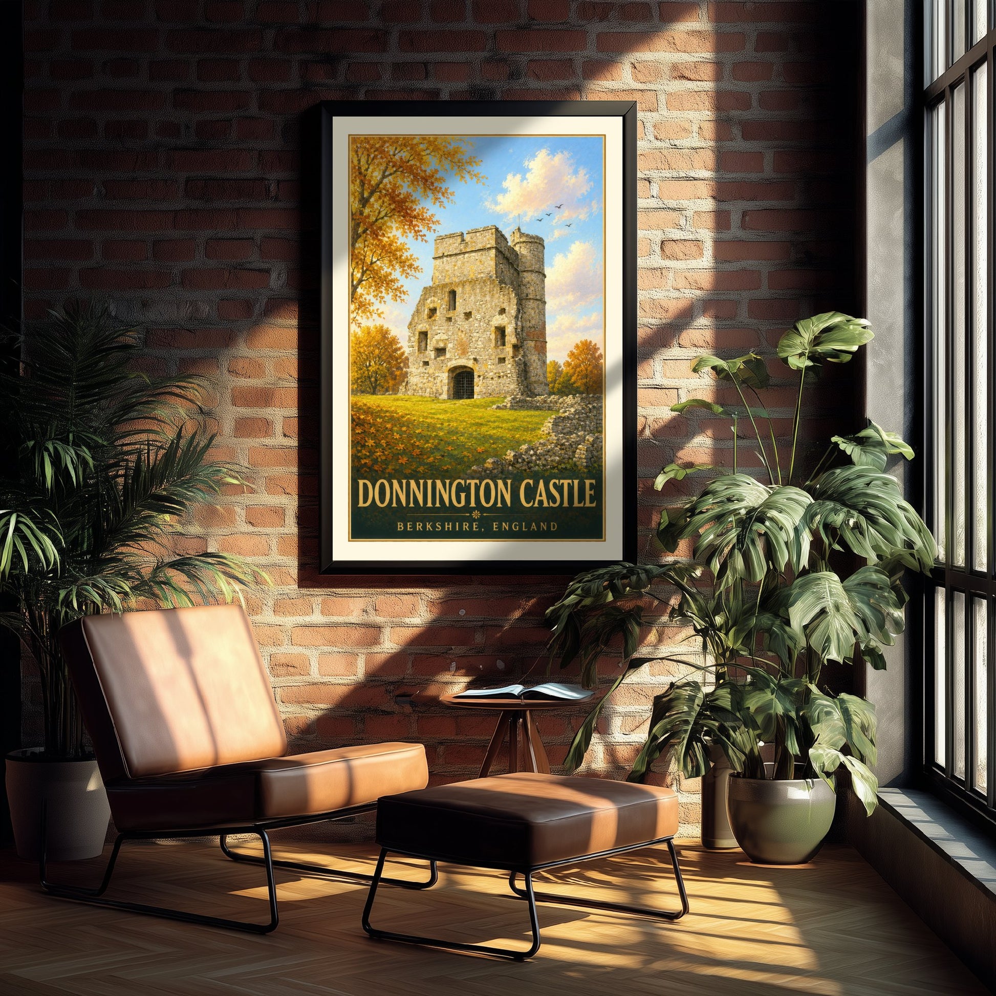 Donnington Castle Travel Poster - Berkshire England Art Print - Vintage Illustration - Historic Castle Ruins 1/3