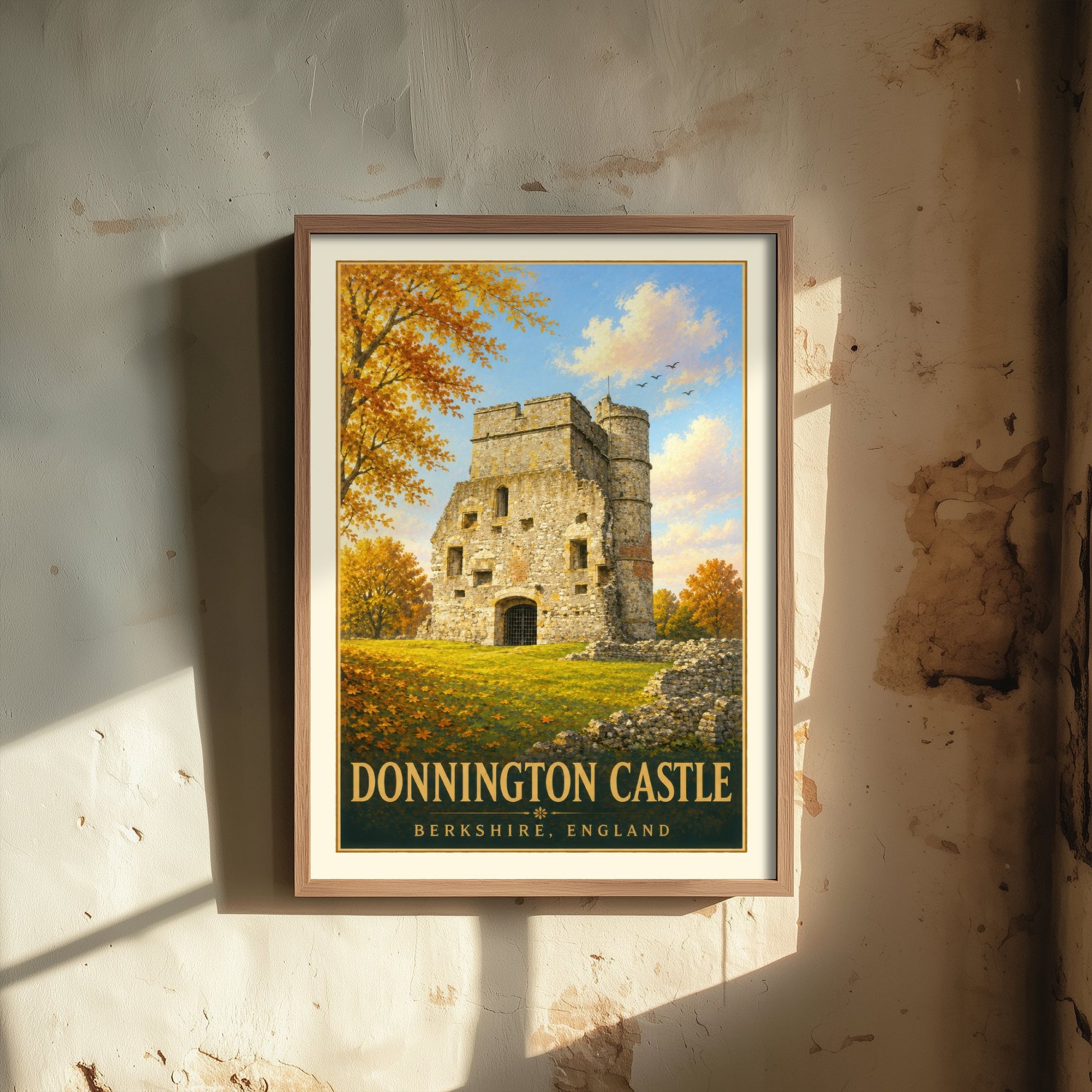 Donnington Castle Travel Poster - Berkshire England Art Print - Vintage Illustration - Historic Castle Ruins 1/3