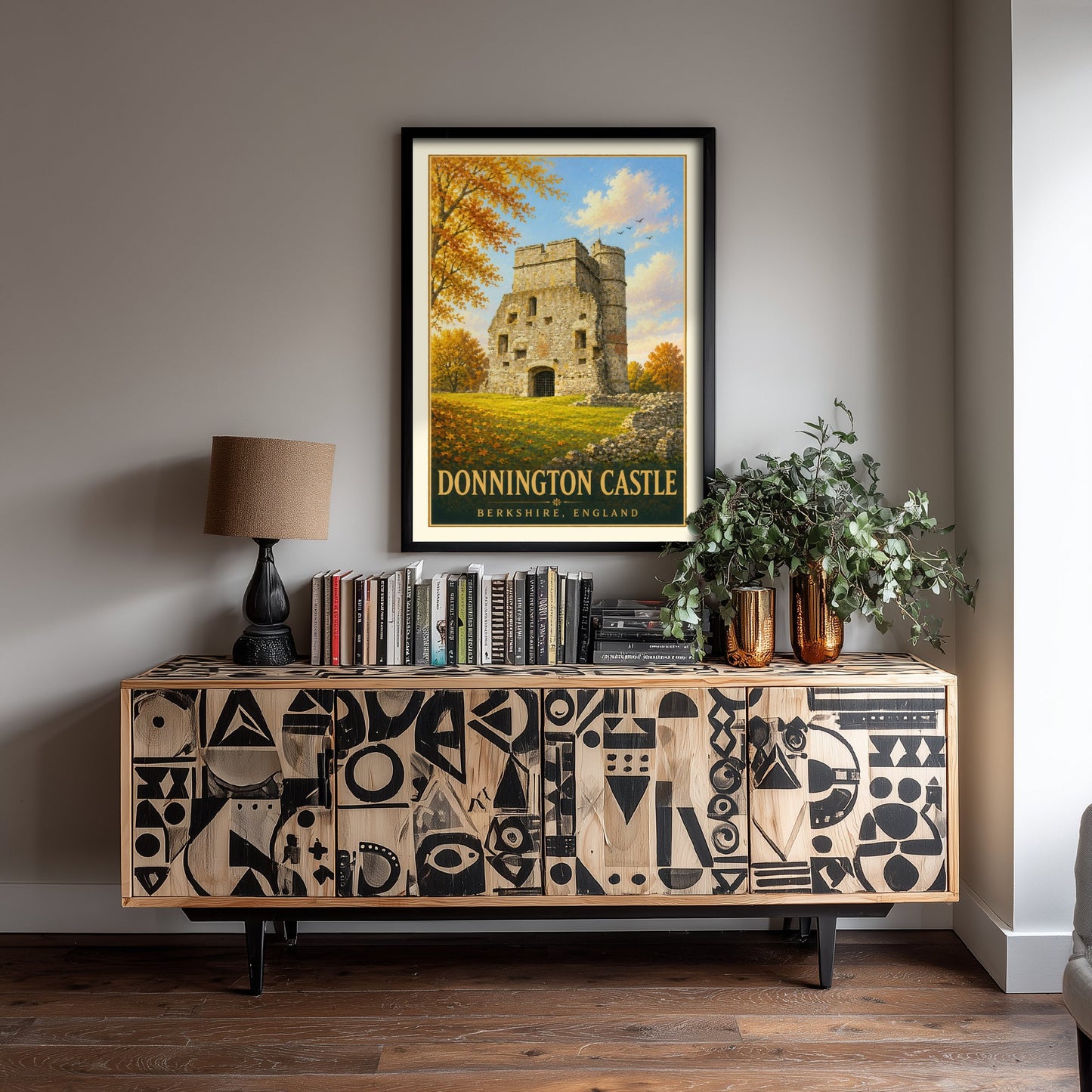 Donnington Castle Travel Poster - Berkshire England Art Print - Vintage Illustration - Historic Castle Ruins 1/3