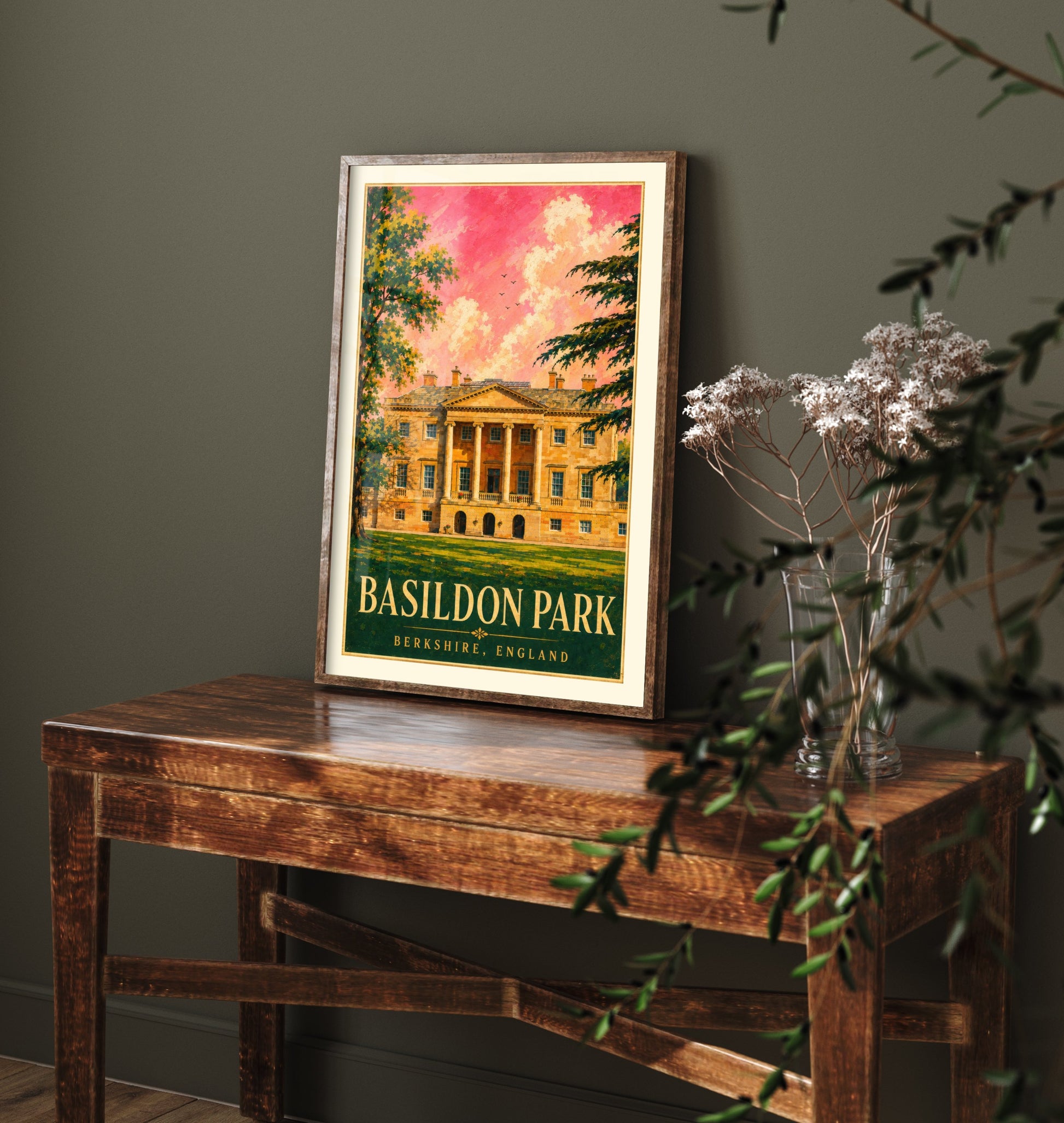 Basildon Park Travel Poster - Berkshire England Art Print - Vintage Illustration - Georgian Country House 2/3