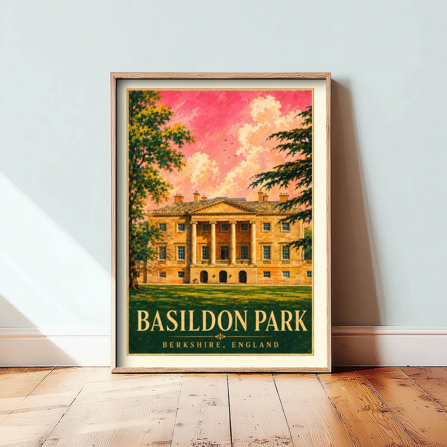 Basildon Park Travel Poster - Berkshire England Art Print - Vintage Illustration - Georgian Country House 2/3
