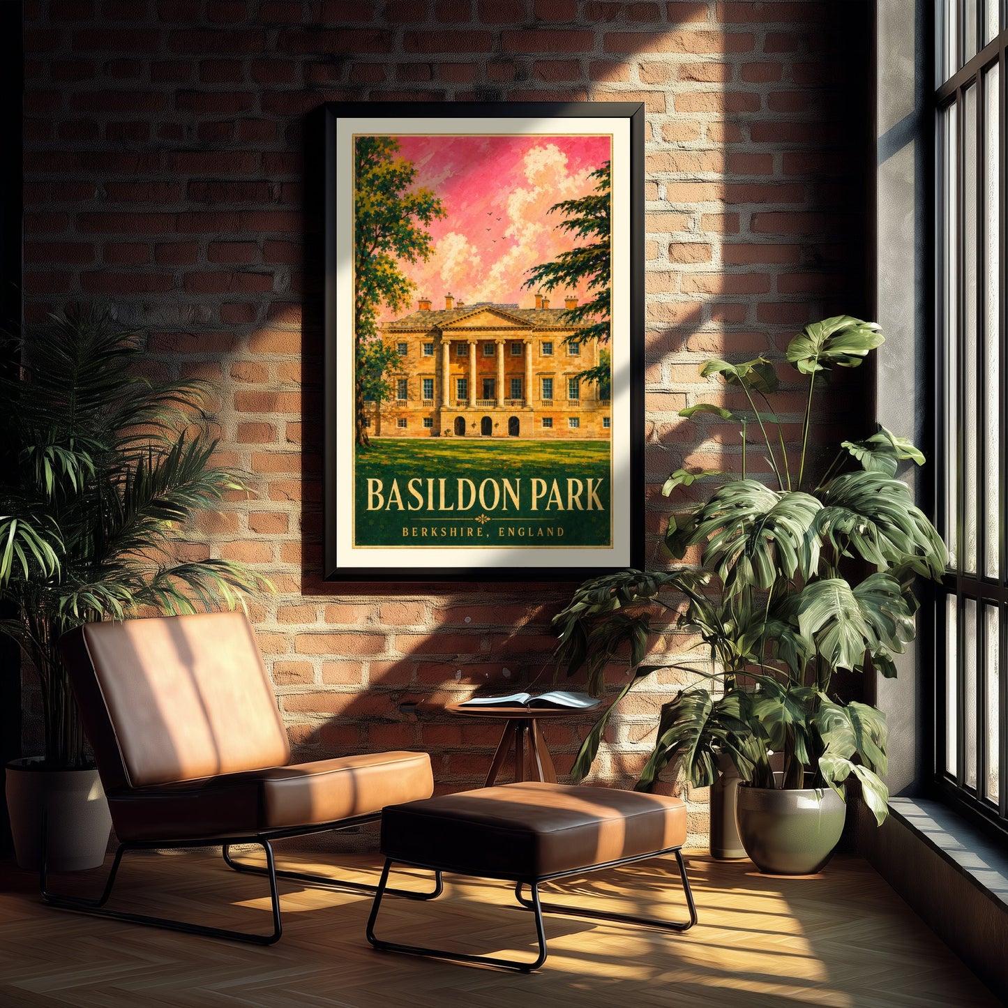 Basildon Park Travel Poster - Berkshire England Art Print - Vintage Illustration - Georgian Country House 2/3