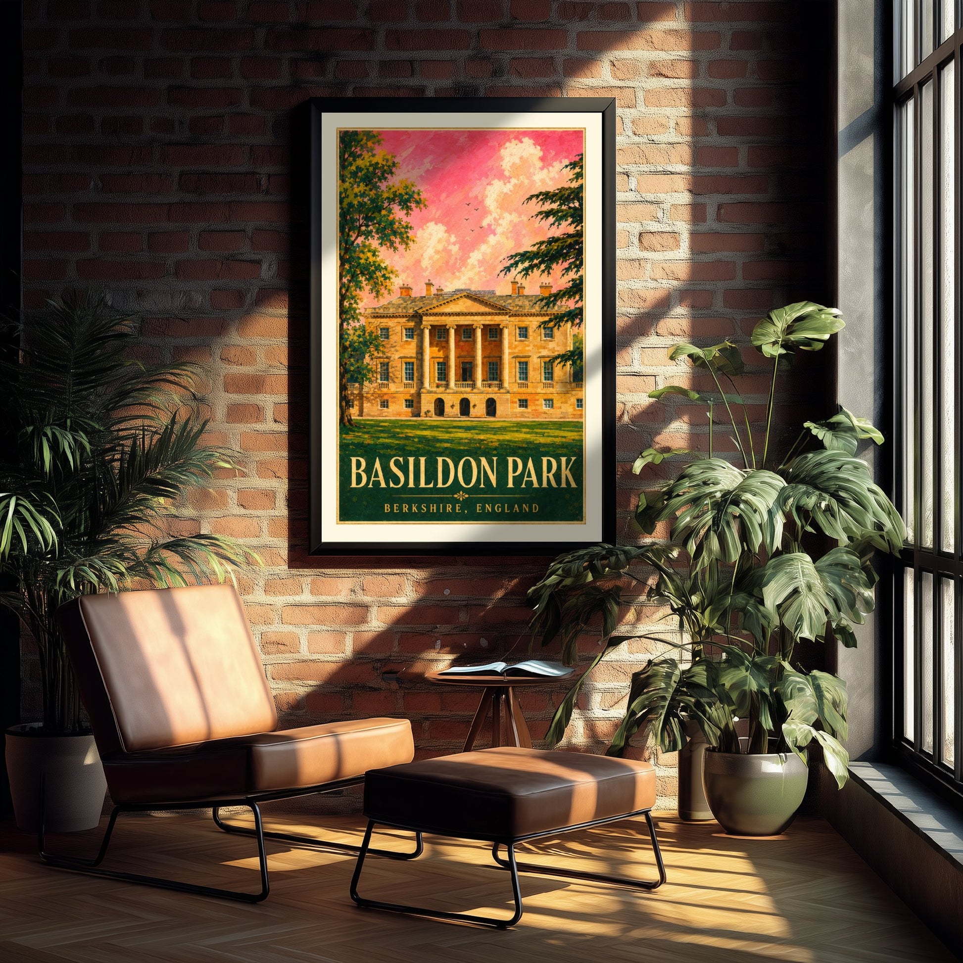 Basildon Park Travel Poster - Berkshire England Art Print - Vintage Illustration - Georgian Country House 2/3