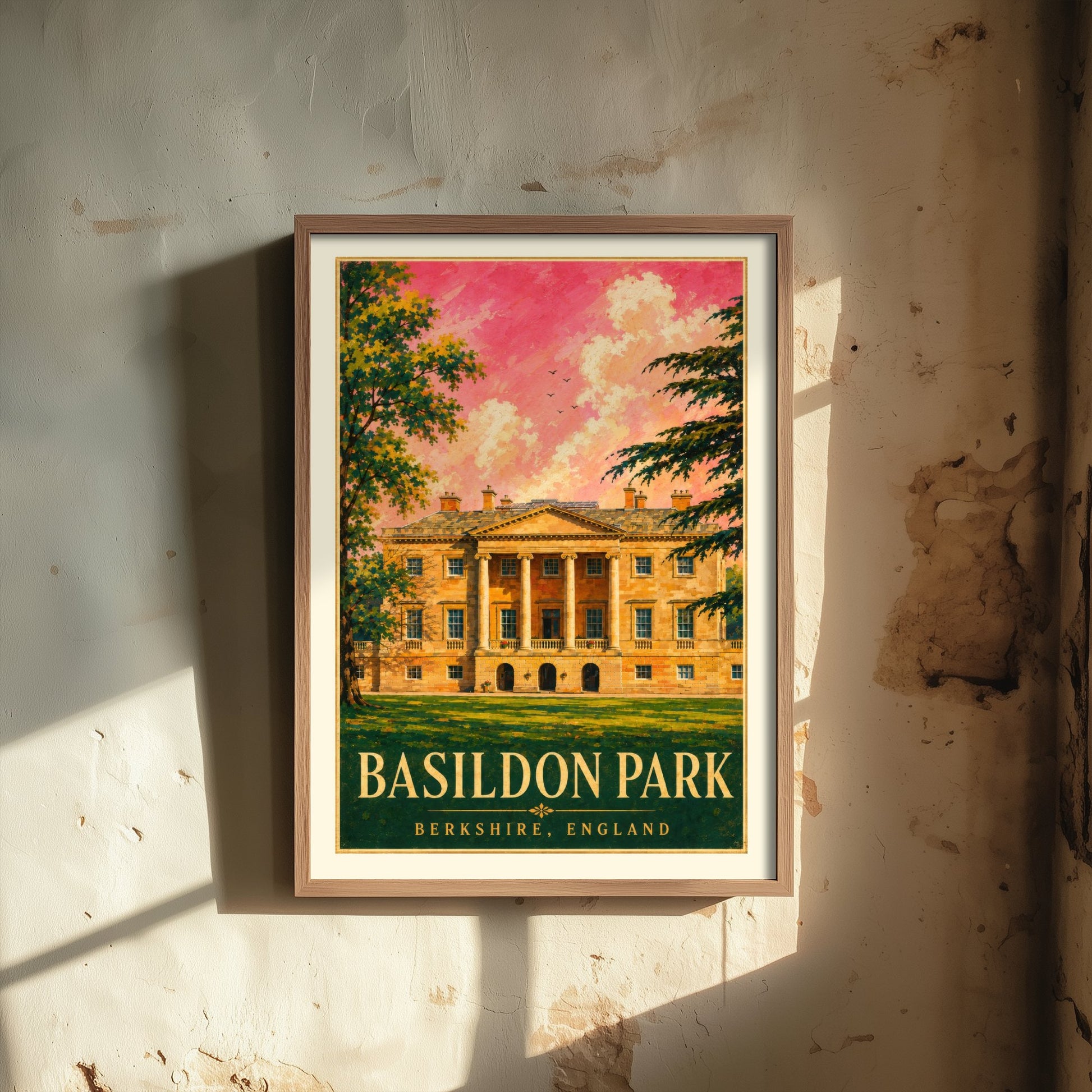 Basildon Park Travel Poster - Berkshire England Art Print - Vintage Illustration - Georgian Country House 2/3