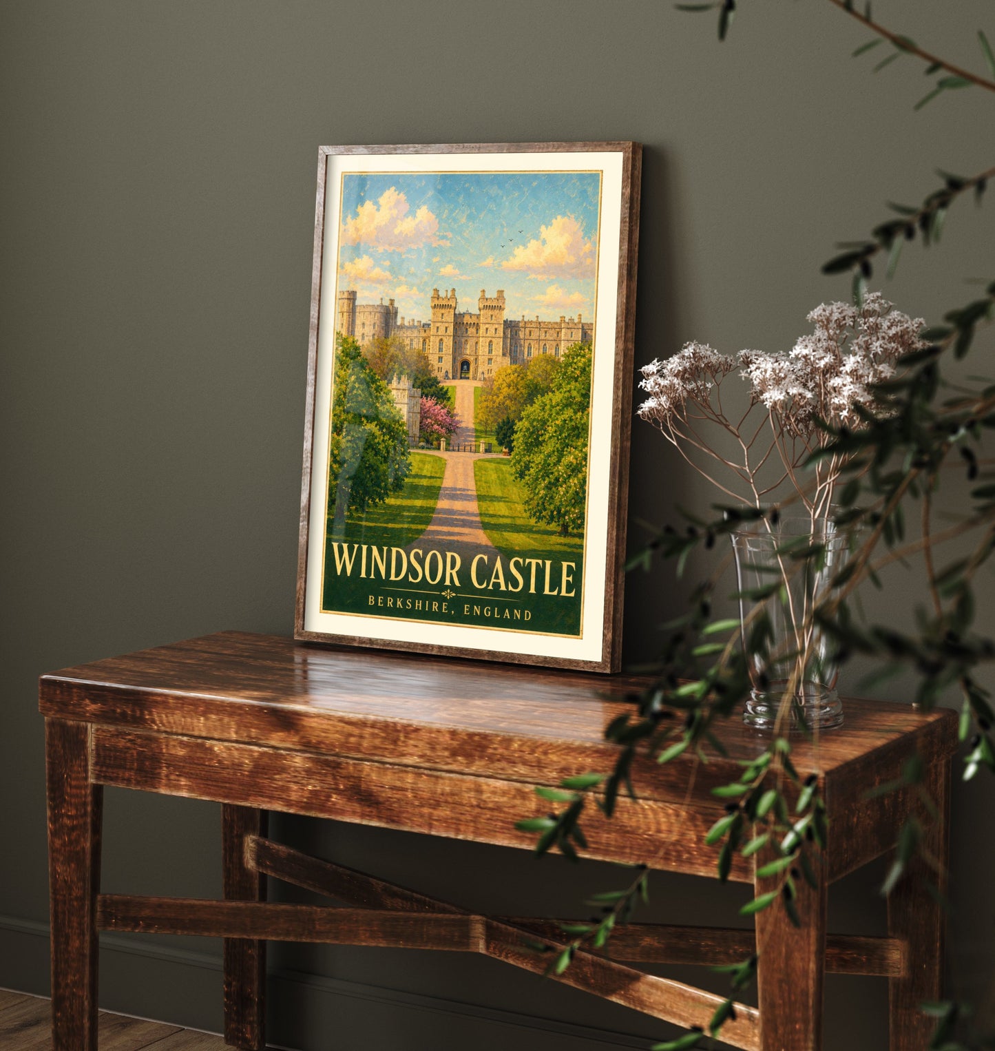 Windsor Castle Travel Poster - Berkshire England Art Print - Vintage Illustration - Royal Castle Avenue 3/3