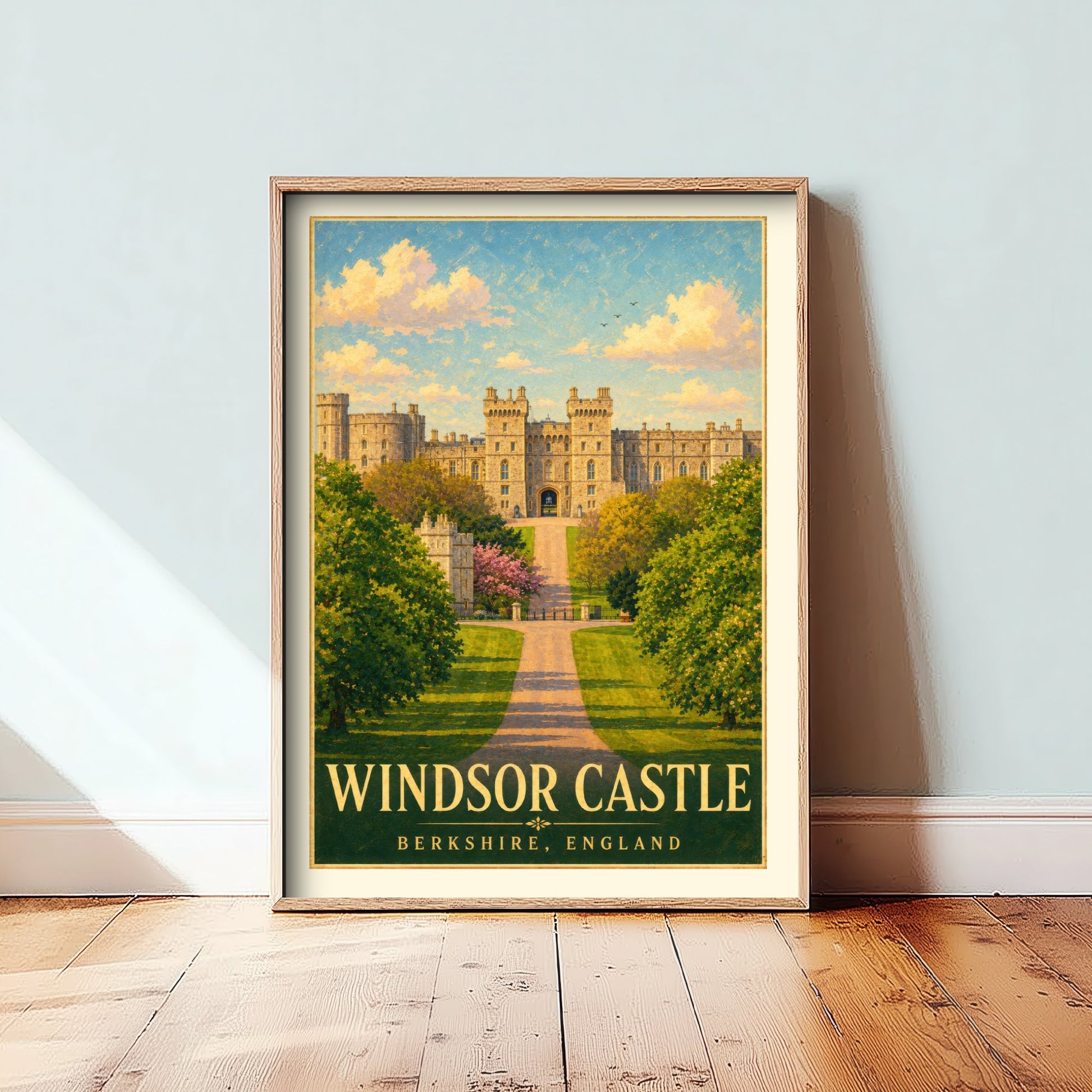 Windsor Castle Travel Poster - Berkshire England Art Print - Vintage Illustration - Royal Castle Avenue 3/3