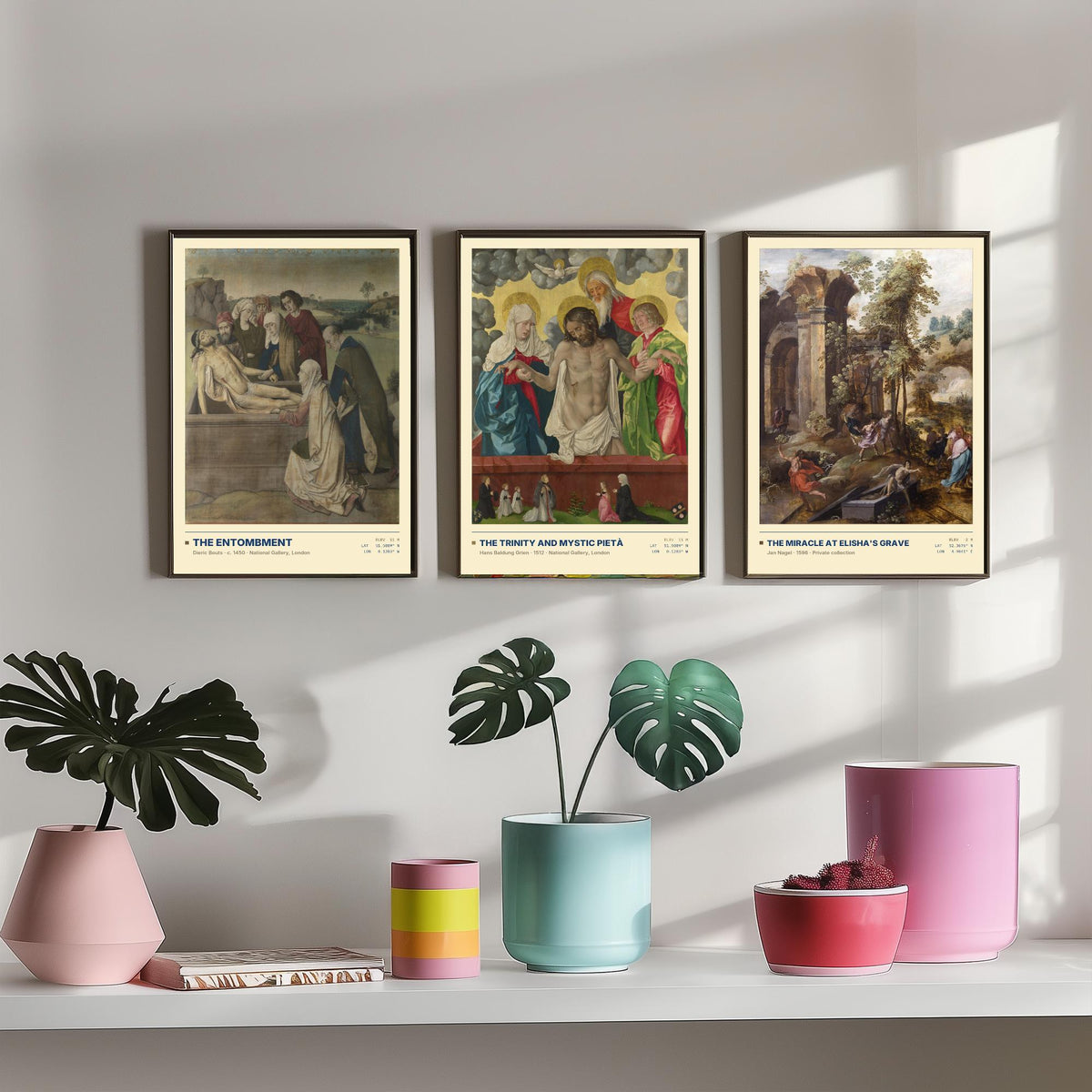 Biblical Scenes Set of Three Art Prints - Entombment, Mystic Pieta, Elisha's Grave - Bouts Baldung Nagel Gallery Posters - Paintings