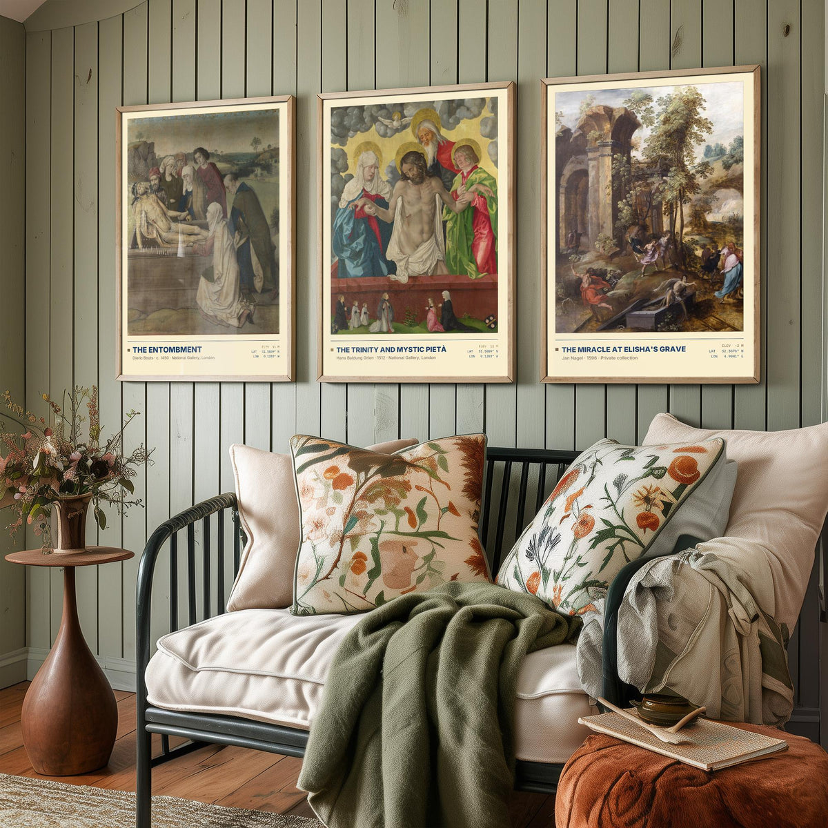 Biblical Scenes Set of Three Art Prints - Entombment, Mystic Pieta, Elisha's Grave - Bouts Baldung Nagel Gallery Posters - Paintings