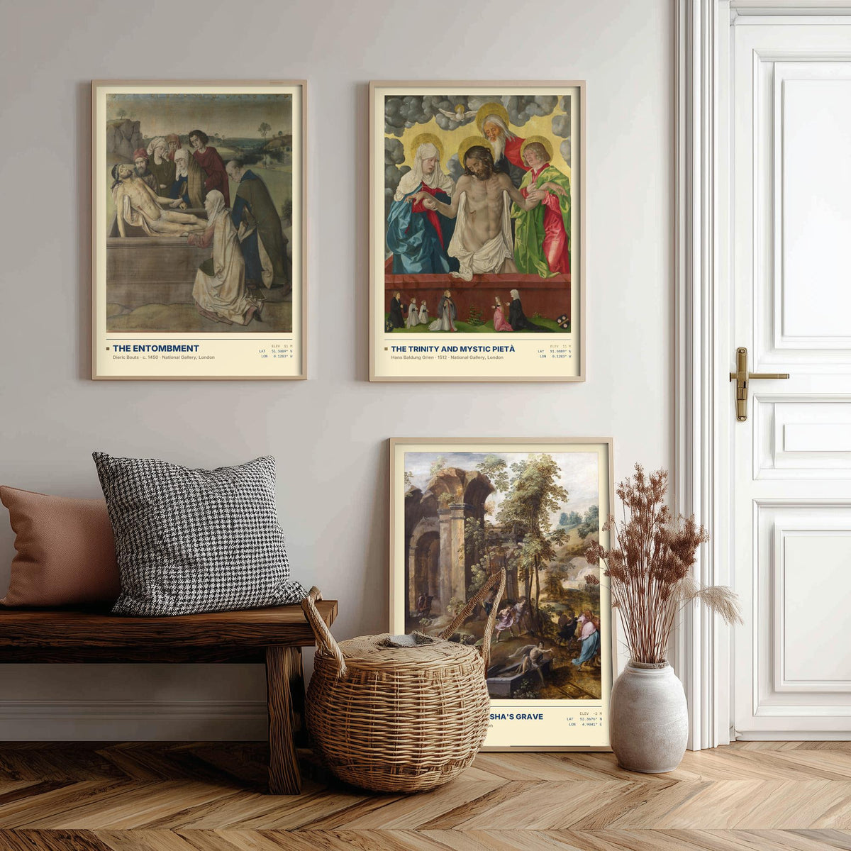 Biblical Scenes Set of Three Art Prints - Entombment, Mystic Pieta, Elisha's Grave - Bouts Baldung Nagel Gallery Posters - Paintings