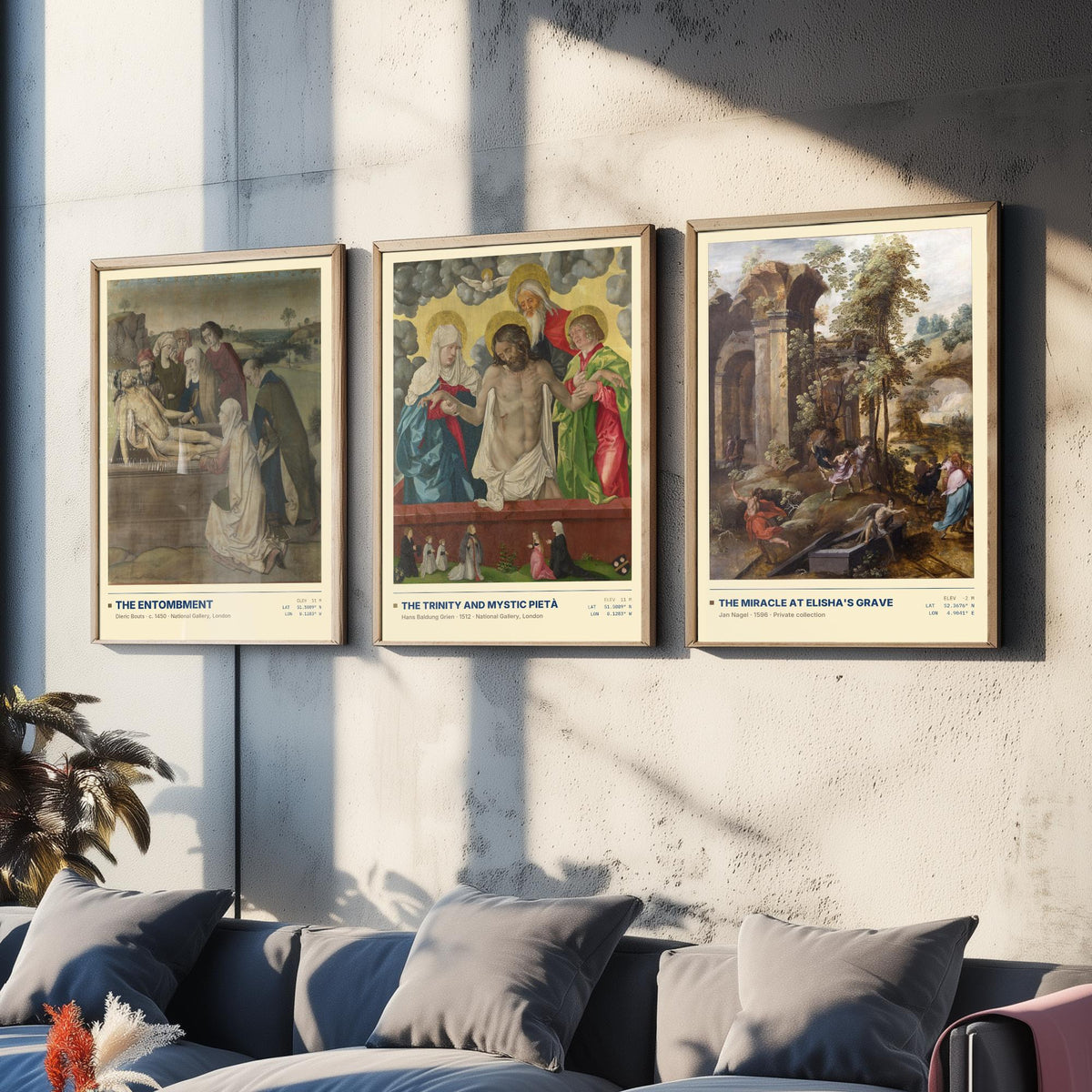Biblical Scenes Set of Three Art Prints - Entombment, Mystic Pieta, Elisha's Grave - Bouts Baldung Nagel Gallery Posters - Paintings