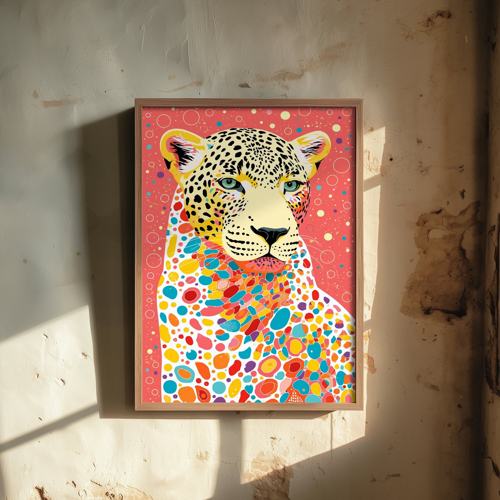 Leopard Art Print - Colourful Leopard Poster - Vibrant Mosaic Illustration - Big Cat Wildlife Wall Art 2/3