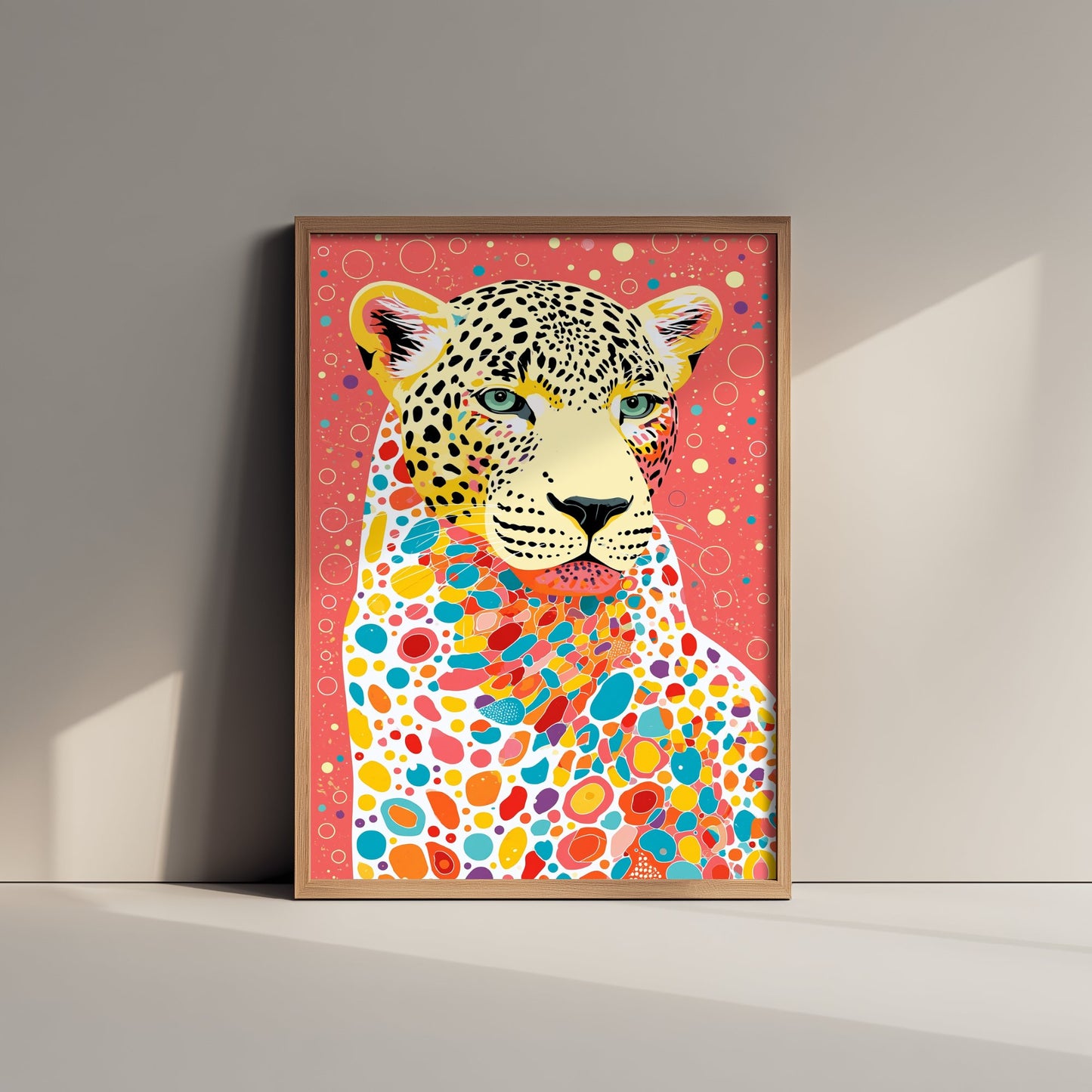 Leopard Art Print - Colourful Leopard Poster - Vibrant Mosaic Illustration - Big Cat Wildlife Wall Art 2/3