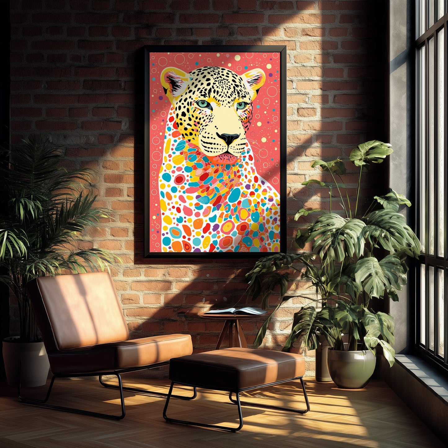 Leopard Art Print - Colourful Leopard Poster - Vibrant Mosaic Illustration - Big Cat Wildlife Wall Art 2/3