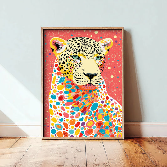 Leopard Art Print - Colourful Leopard Poster - Vibrant Mosaic Illustration - Big Cat Wildlife Wall Art 2/3