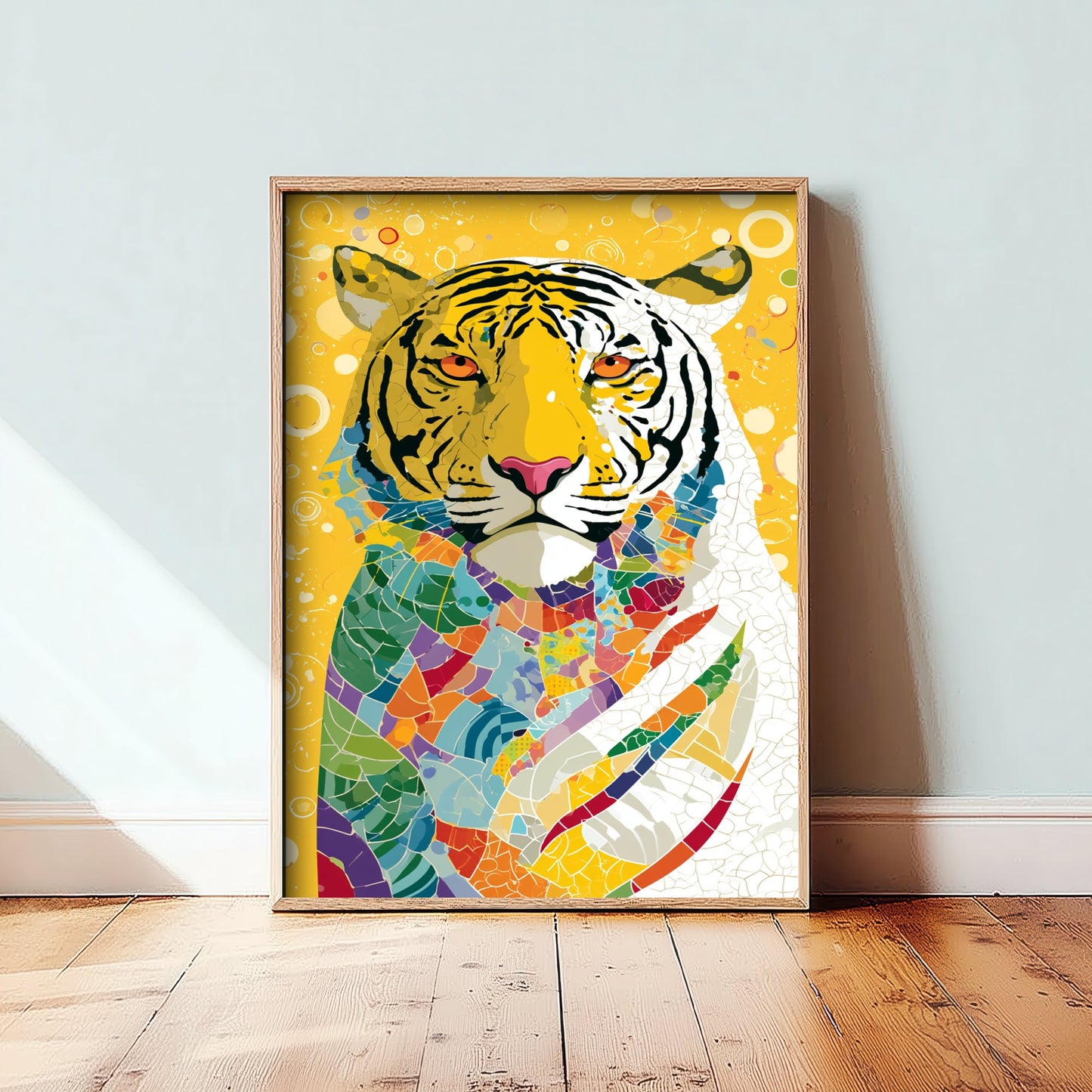 Tiger Art Print - Colourful Tiger Poster - Vibrant Mosaic Illustration - Big Cat Wildlife Wall Art 3/3