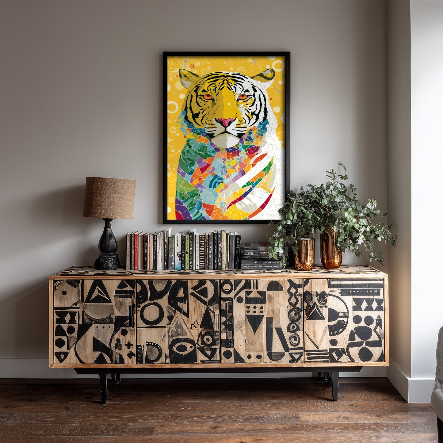 Tiger Art Print - Colourful Tiger Poster - Vibrant Mosaic Illustration - Big Cat Wildlife Wall Art 3/3