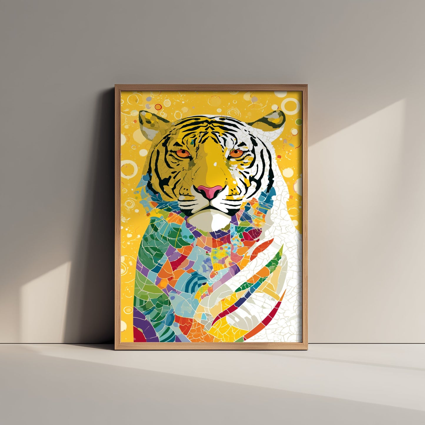 Tiger Art Print - Colourful Tiger Poster - Vibrant Mosaic Illustration - Big Cat Wildlife Wall Art 3/3