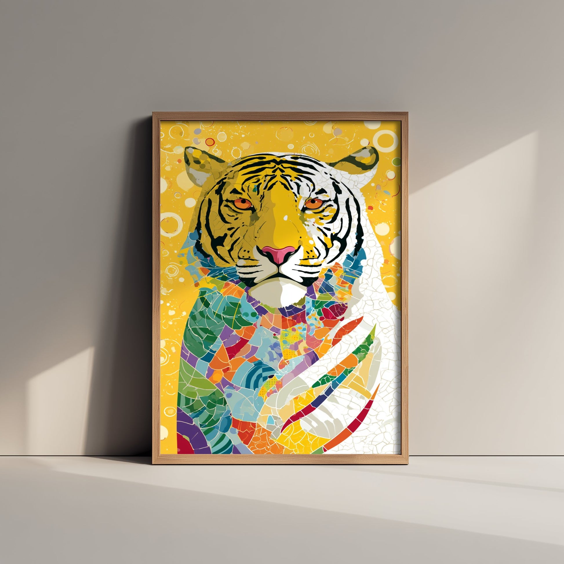 Tiger Art Print - Colourful Tiger Poster - Vibrant Mosaic Illustration - Big Cat Wildlife Wall Art 3/3