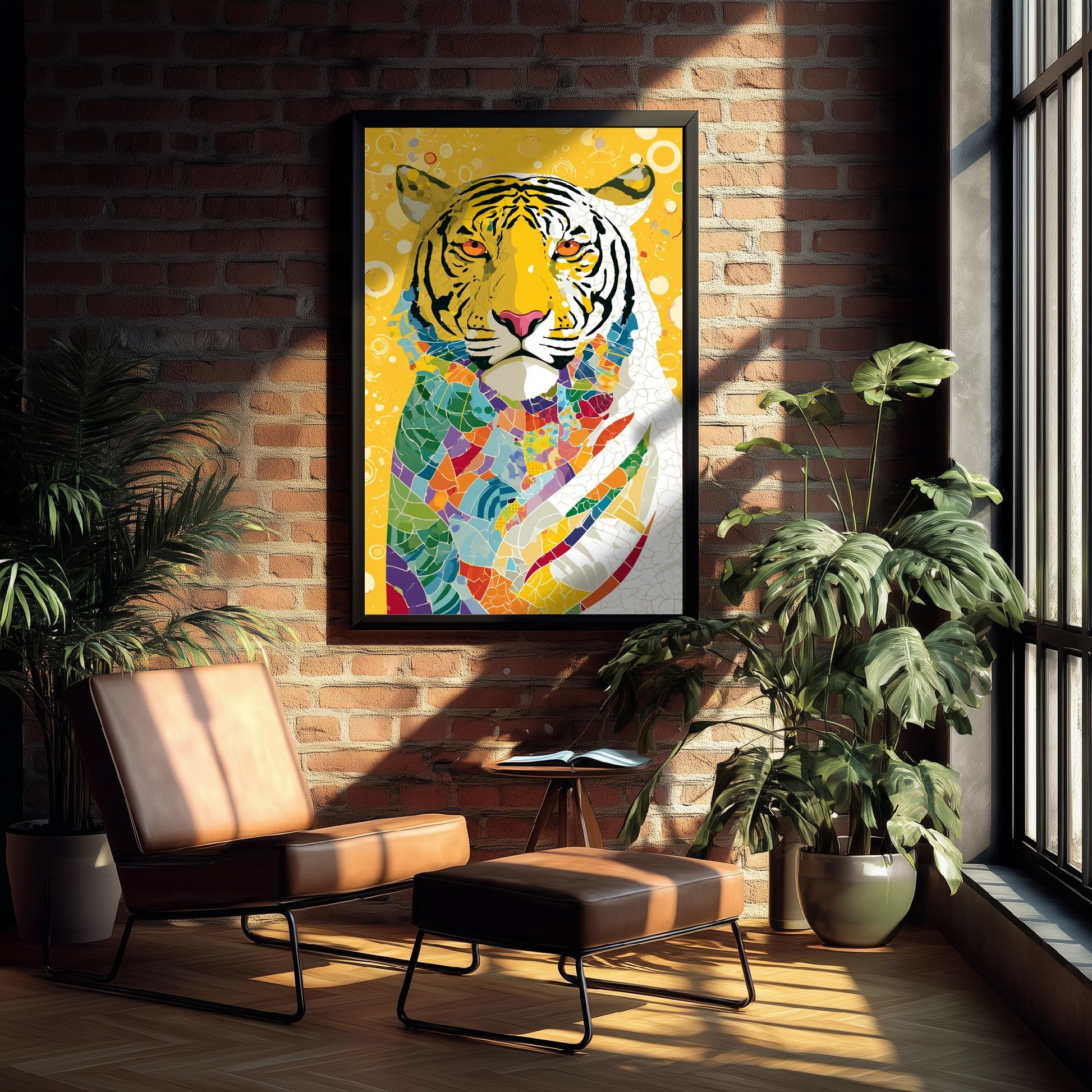 Tiger Art Print - Colourful Tiger Poster - Vibrant Mosaic Illustration - Big Cat Wildlife Wall Art 3/3