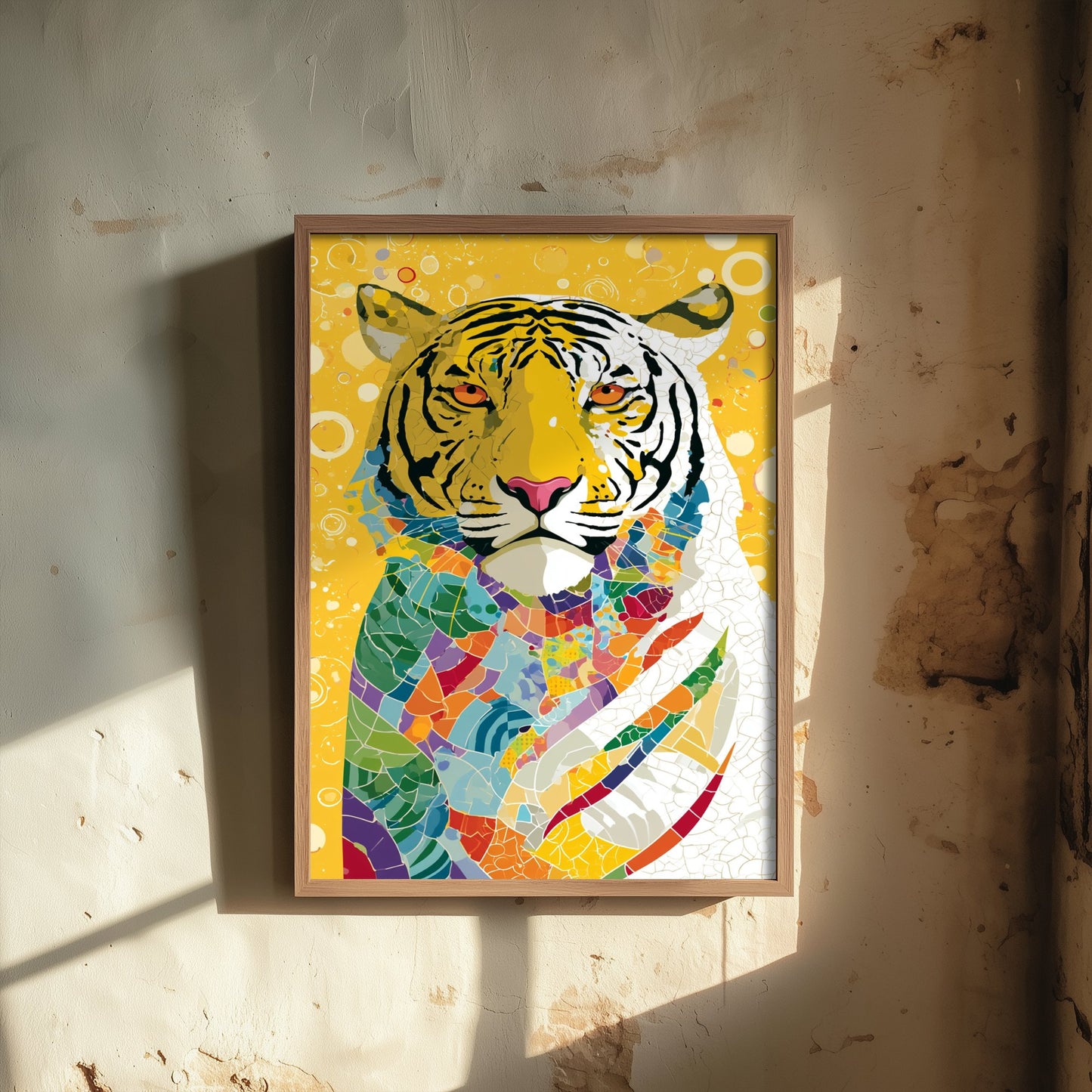 Tiger Art Print - Colourful Tiger Poster - Vibrant Mosaic Illustration - Big Cat Wildlife Wall Art 3/3
