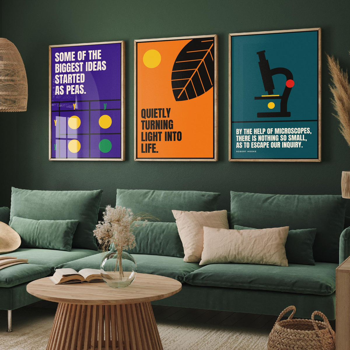 Biology Quotes Set of Three Art Prints - 3 Retro Bauhaus Nature Science Posters - Minimalist Science Wall Art Illustration V2