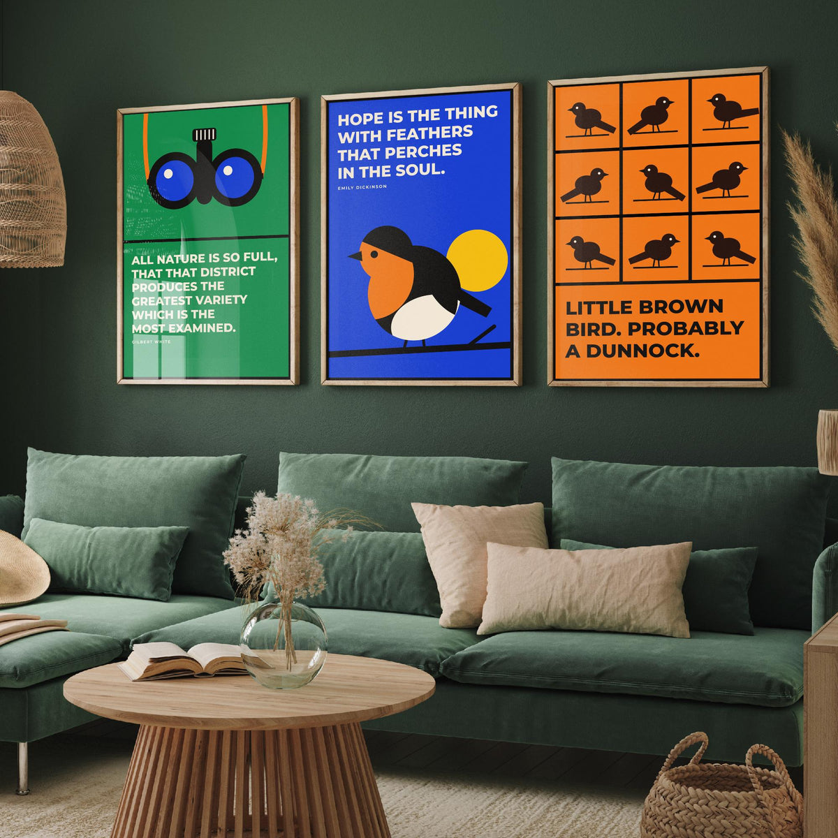 Birdwatching Quotes Set of Three Art Prints - 3 Bauhaus Birder Posters - Minimalist Nature Wall Art Illustration V1