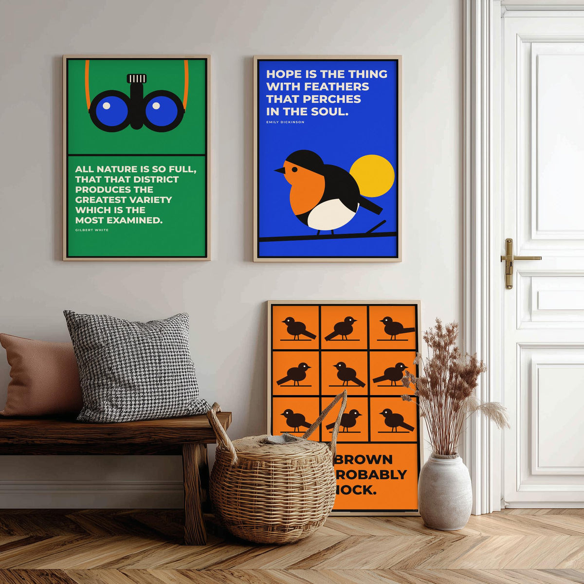 Birdwatching Quotes Set of Three Art Prints - 3 Bauhaus Birder Posters - Minimalist Nature Wall Art Illustration V1