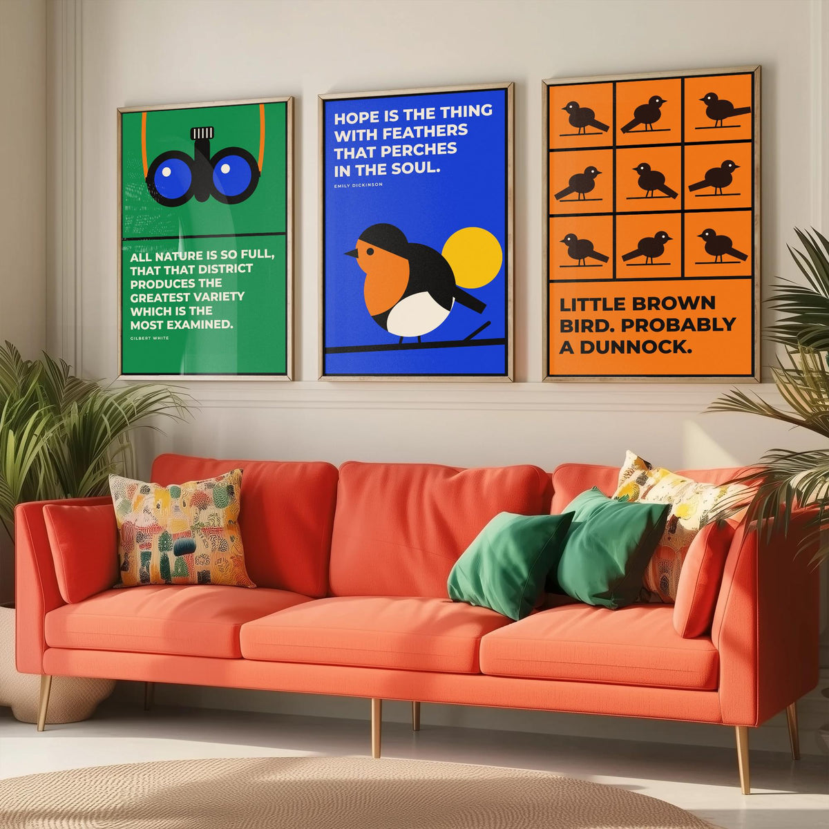 Birdwatching Quotes Set of Three Art Prints - 3 Bauhaus Birder Posters - Minimalist Nature Wall Art Illustration V1