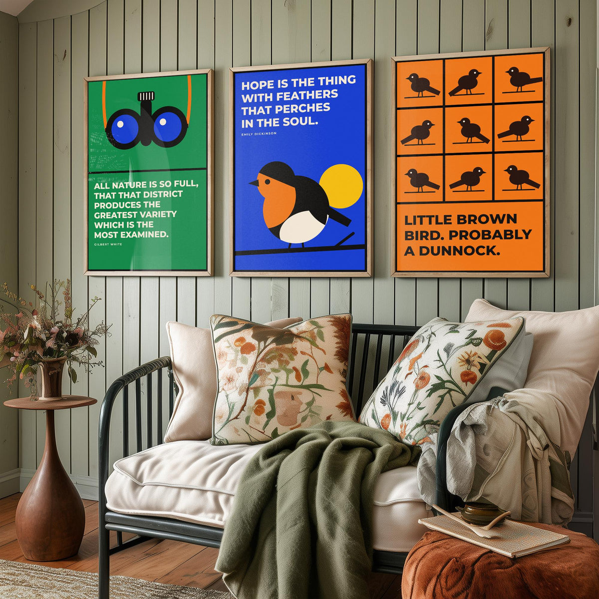 Birdwatching Quotes Set of Three Art Prints - 3 Bauhaus Birder Posters - Minimalist Nature Wall Art Illustration V1