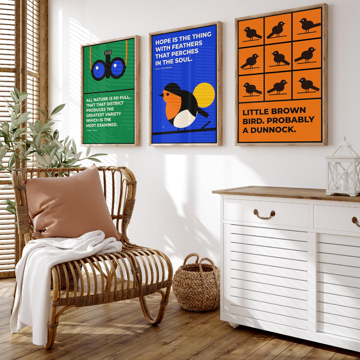 Birdwatching Quotes Set of Three Art Prints - 3 Bauhaus Birder Posters - Minimalist Nature Wall Art Illustration V1