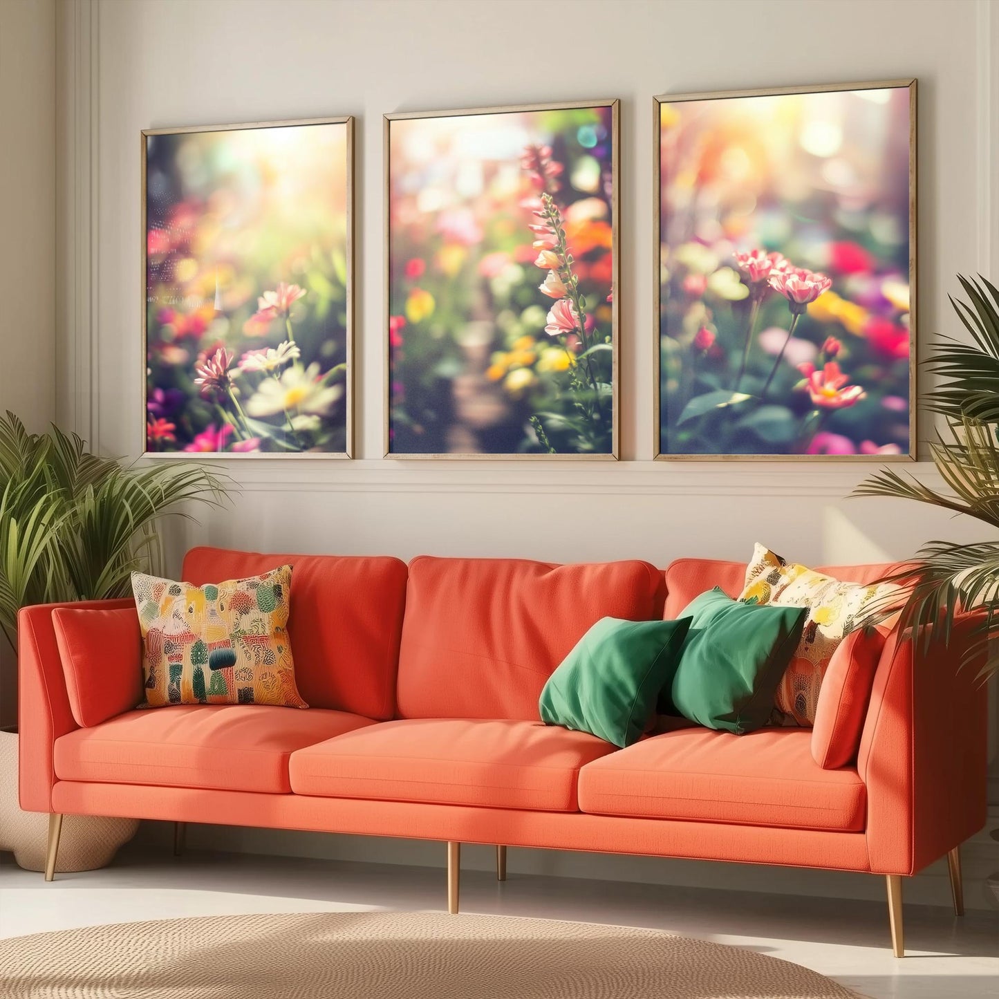 Flower Garden Set of Three Art Prints - Dreamy Soft Focus Photo Posters - Pastel Floral Photography Bokeh Wall Decor Gift