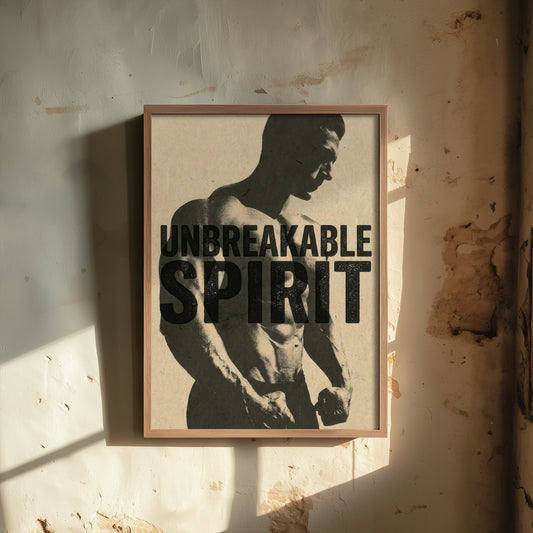 Unbreakable Spirit Gym Art Print - Bodybuilding Motivational Poster - Vintage Fitness Illustration - Workout Quote 2/3