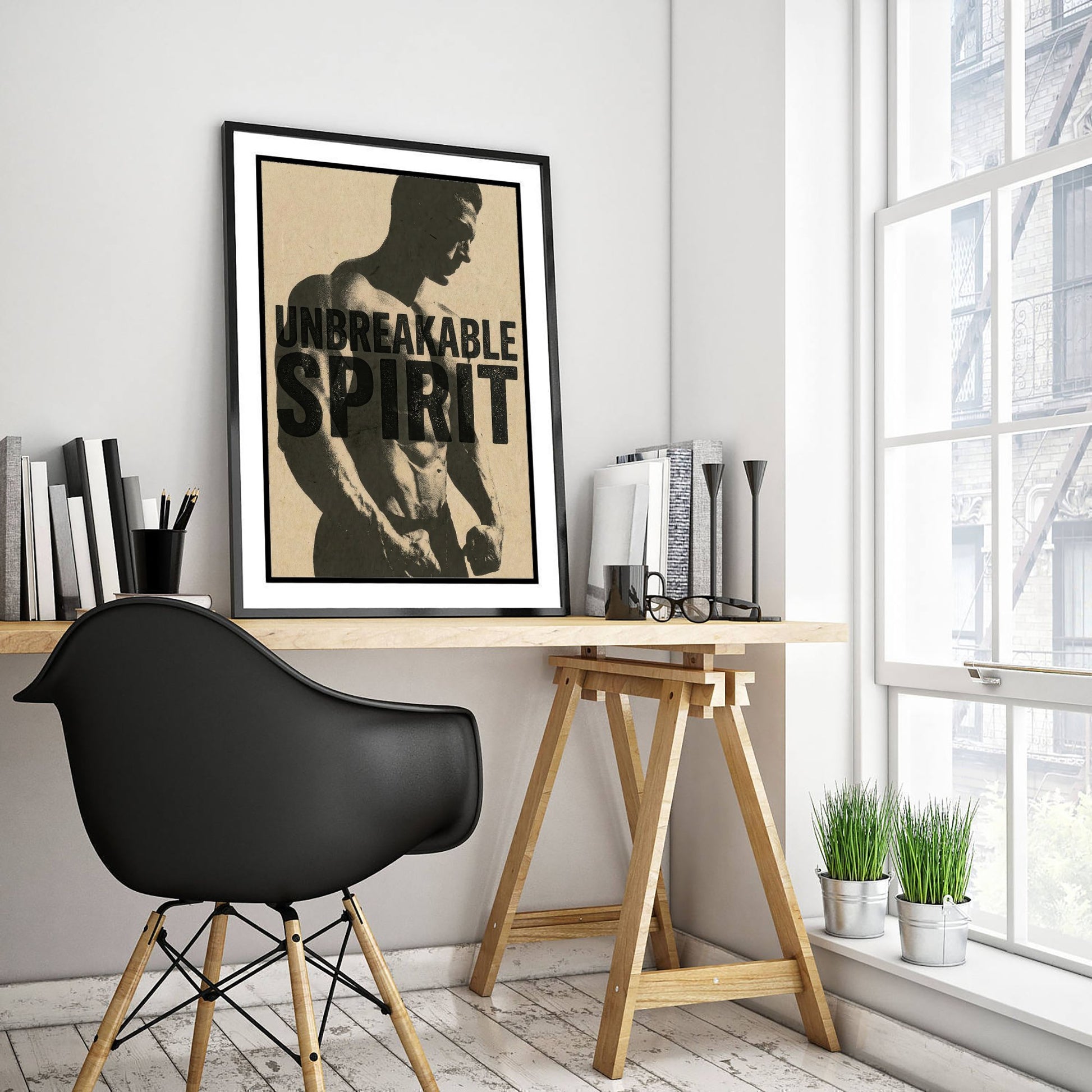 Unbreakable Spirit Gym Art Print - Bodybuilding Motivational Poster - Vintage Fitness Illustration - Workout Quote 2/3