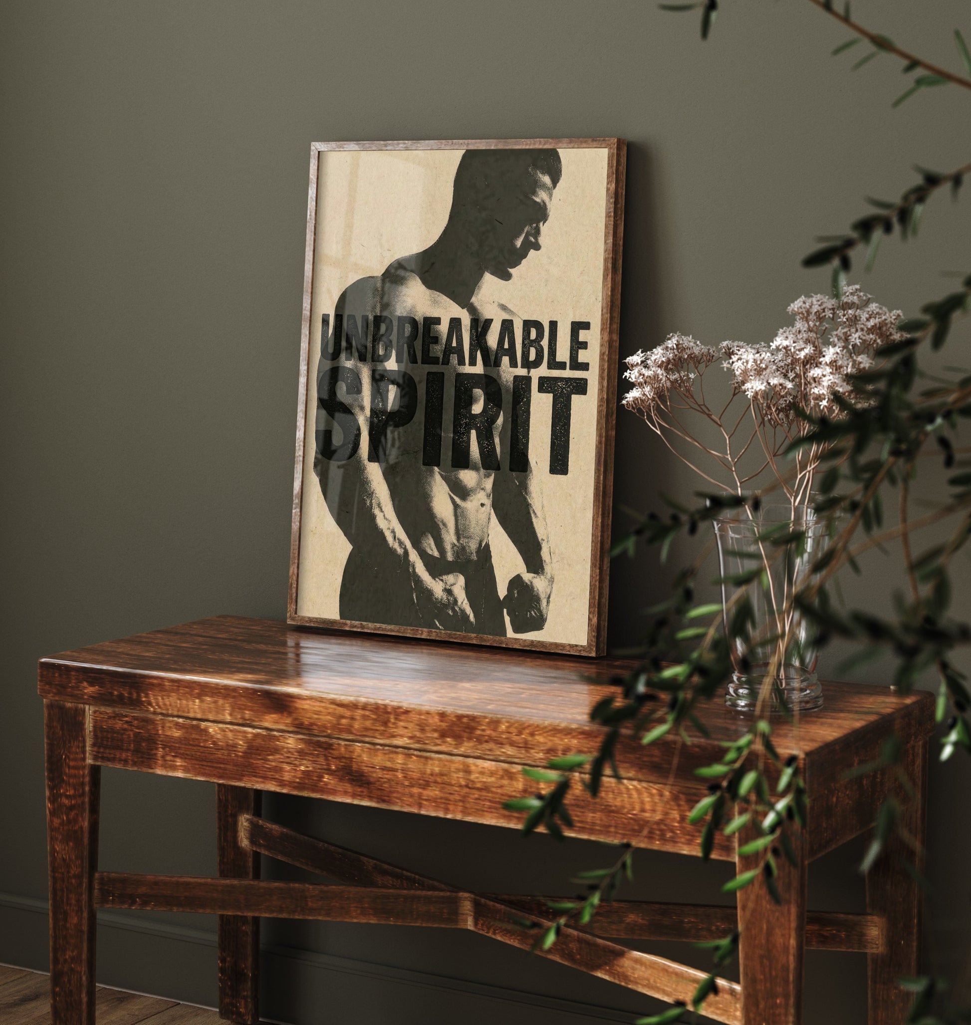 Unbreakable Spirit Gym Art Print - Bodybuilding Motivational Poster - Vintage Fitness Illustration - Workout Quote 2/3
