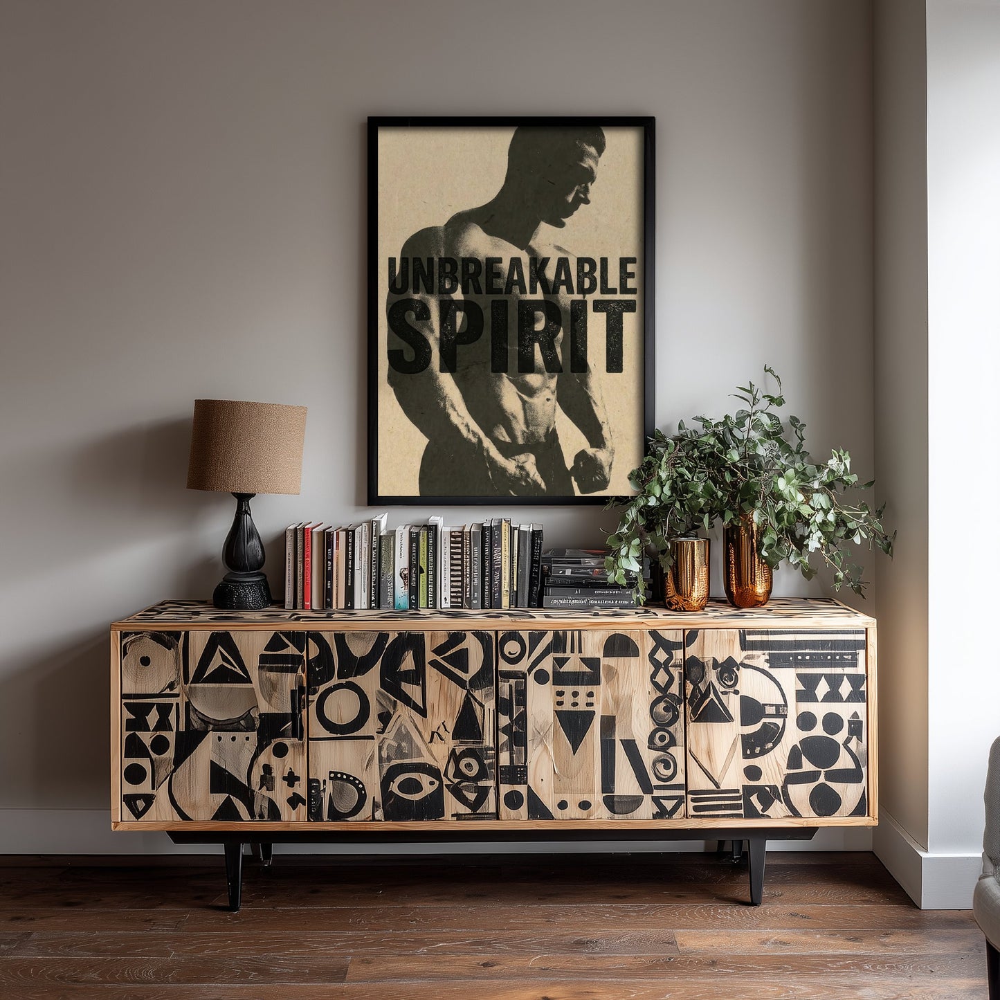Unbreakable Spirit Gym Art Print - Bodybuilding Motivational Poster - Vintage Fitness Illustration - Workout Quote 2/3