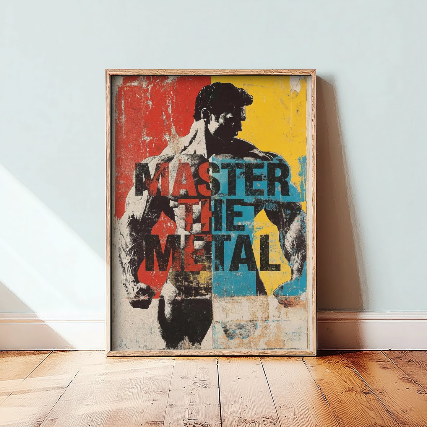 Master The Metal Gym Art Print - Bodybuilding Motivational Poster - Retro Fitness Illustration - Weightlifting Quote 3/3