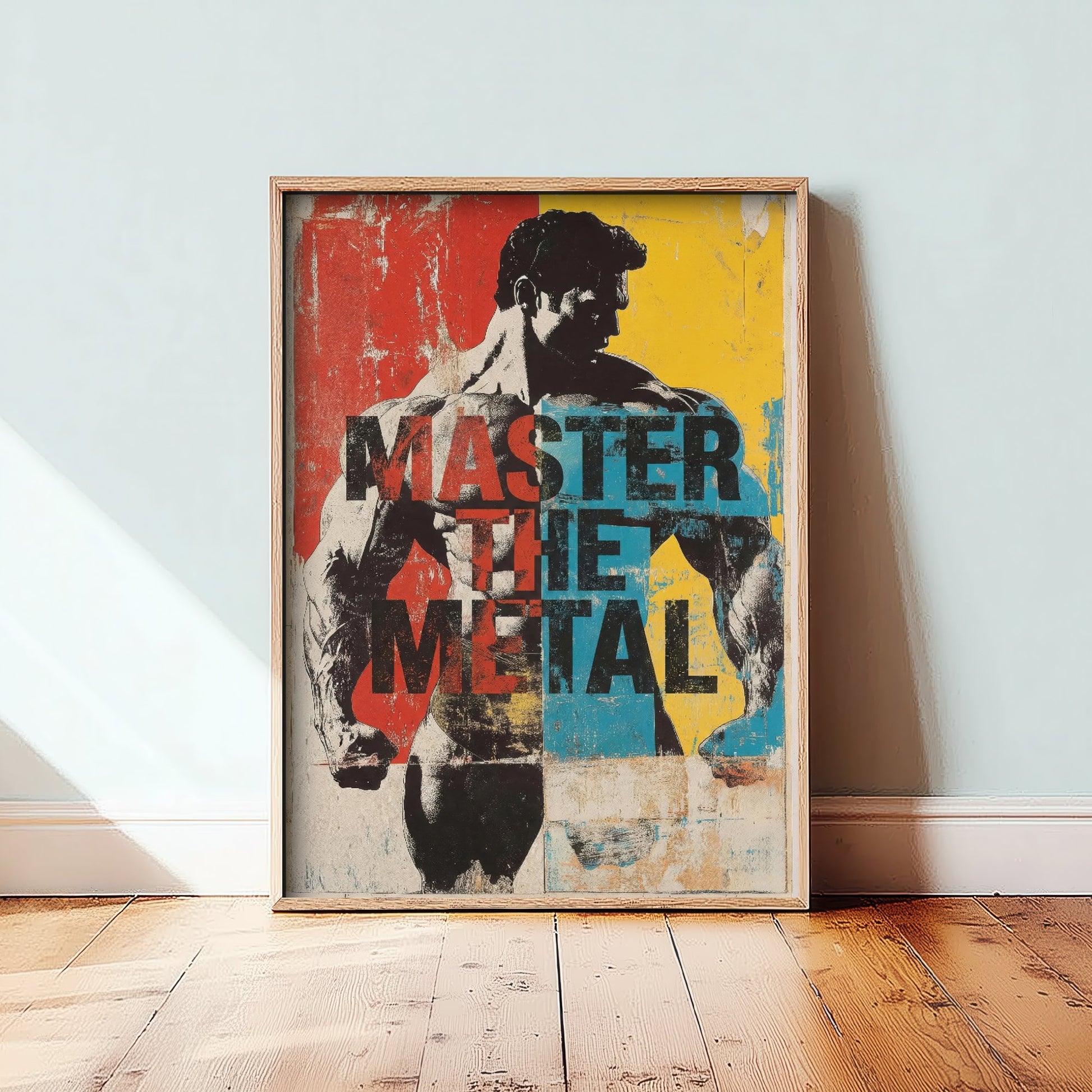 Master The Metal Gym Art Print - Bodybuilding Motivational Poster - Retro Fitness Illustration - Weightlifting Quote 3/3