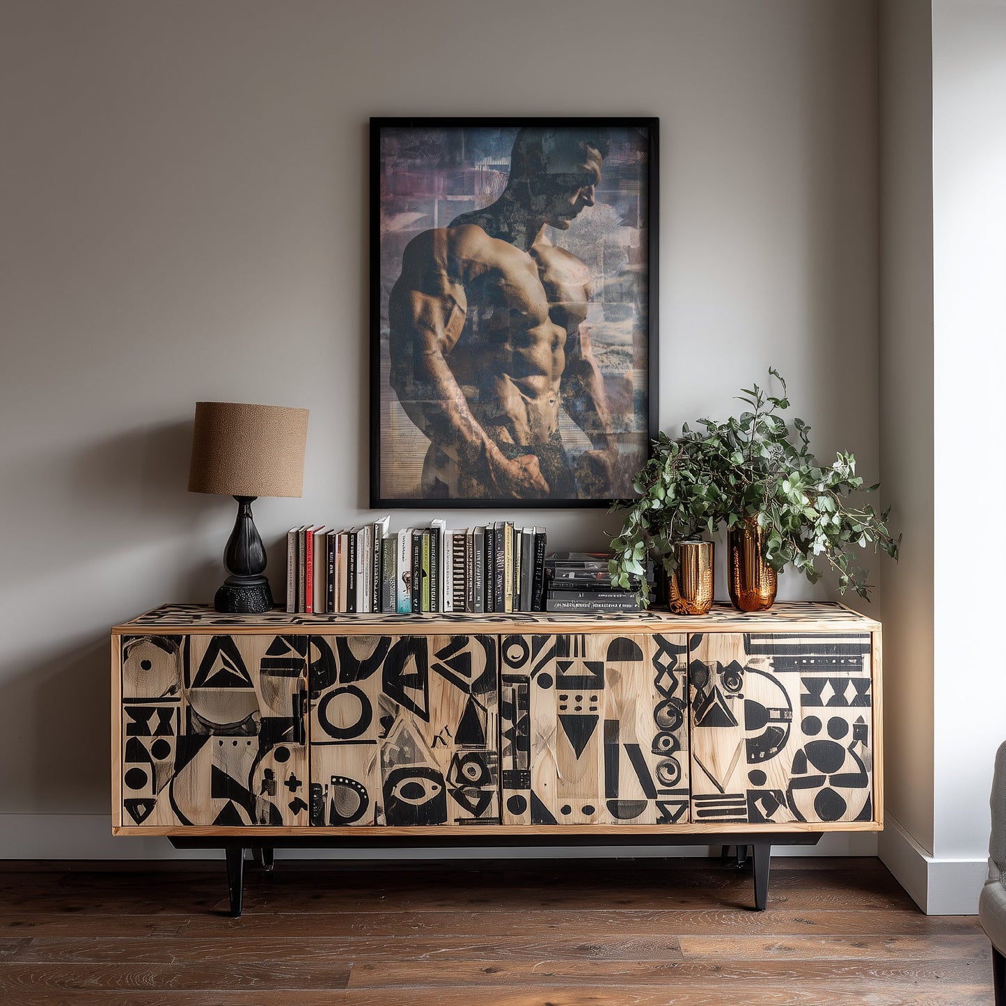 Vintage Bodybuilder Art Print - Muscular Male Physique Poster - Retro Pop Art Fitness Illustration - Gym Wall Art V2 1/3