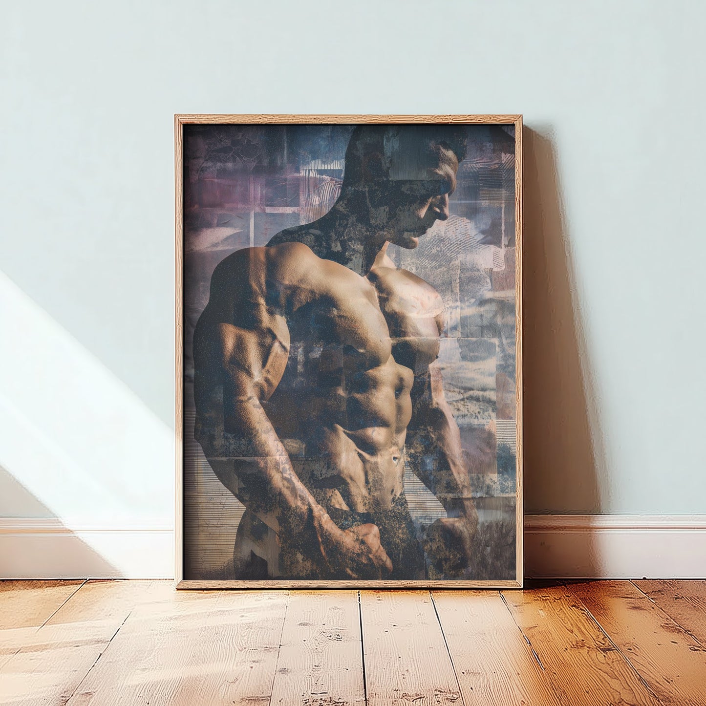 Vintage Bodybuilder Art Print - Muscular Male Physique Poster - Retro Pop Art Fitness Illustration - Gym Wall Art V2 1/3