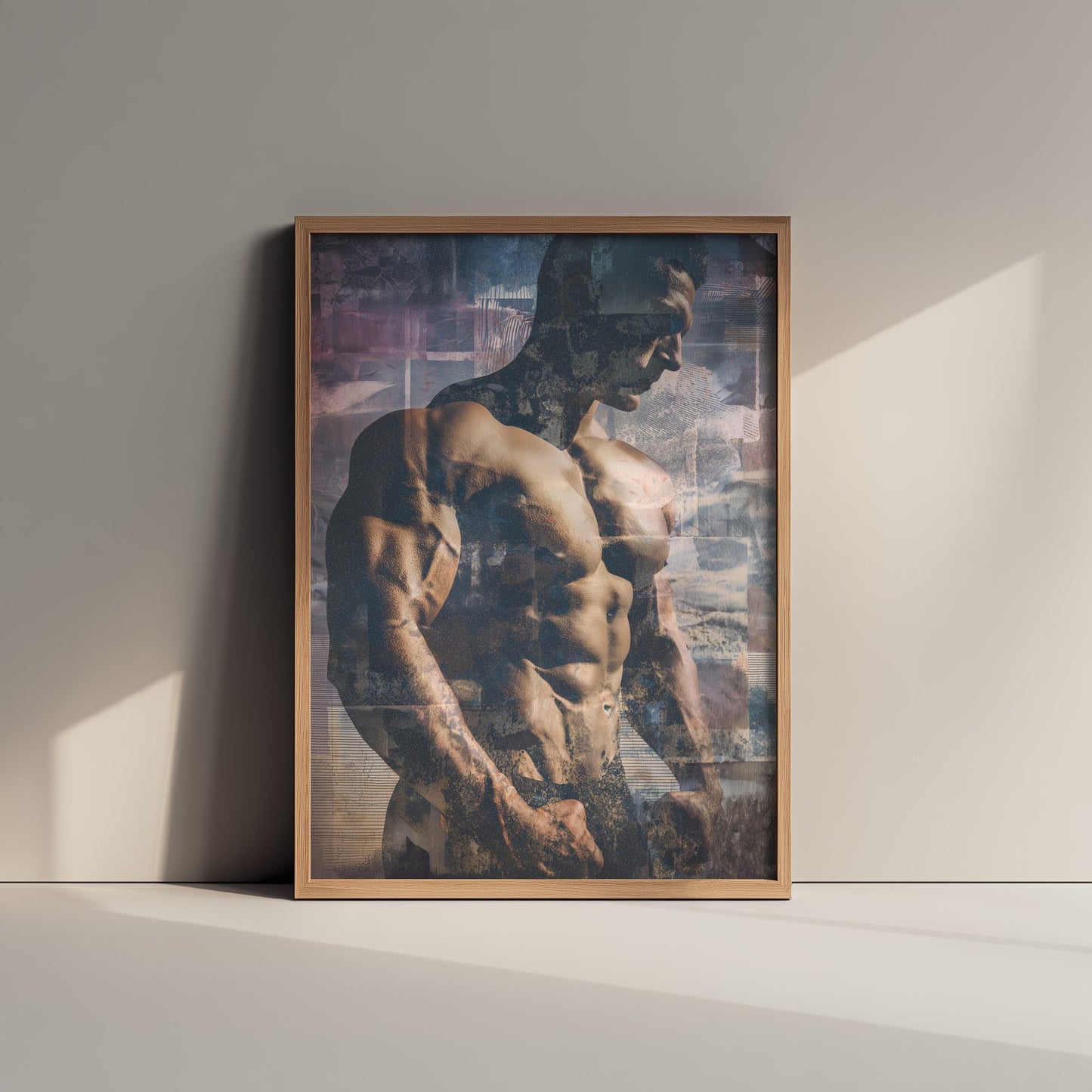 Vintage Bodybuilder Art Print - Muscular Male Physique Poster - Retro Pop Art Fitness Illustration - Gym Wall Art V2 1/3