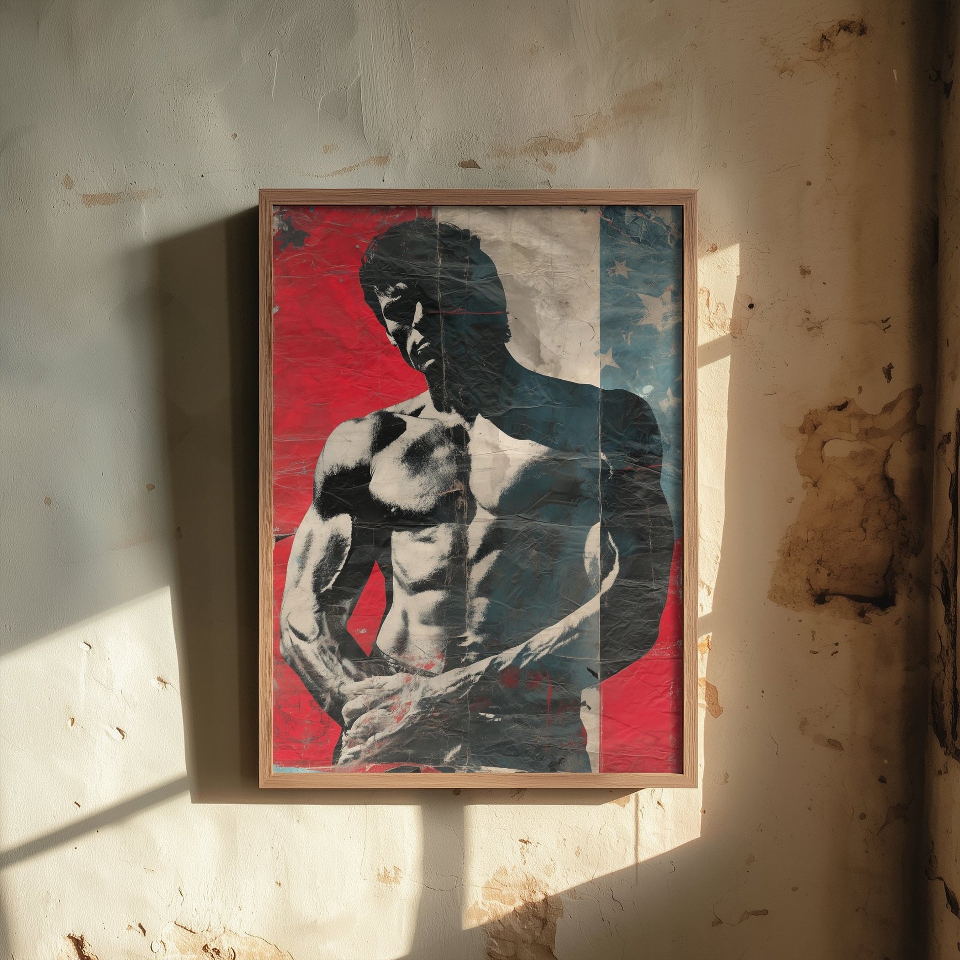 Vintage Bodybuilder Art Print - Muscular Male Physique Poster - Retro Americana Fitness Illustration - Gym Wall Art V2 2/3