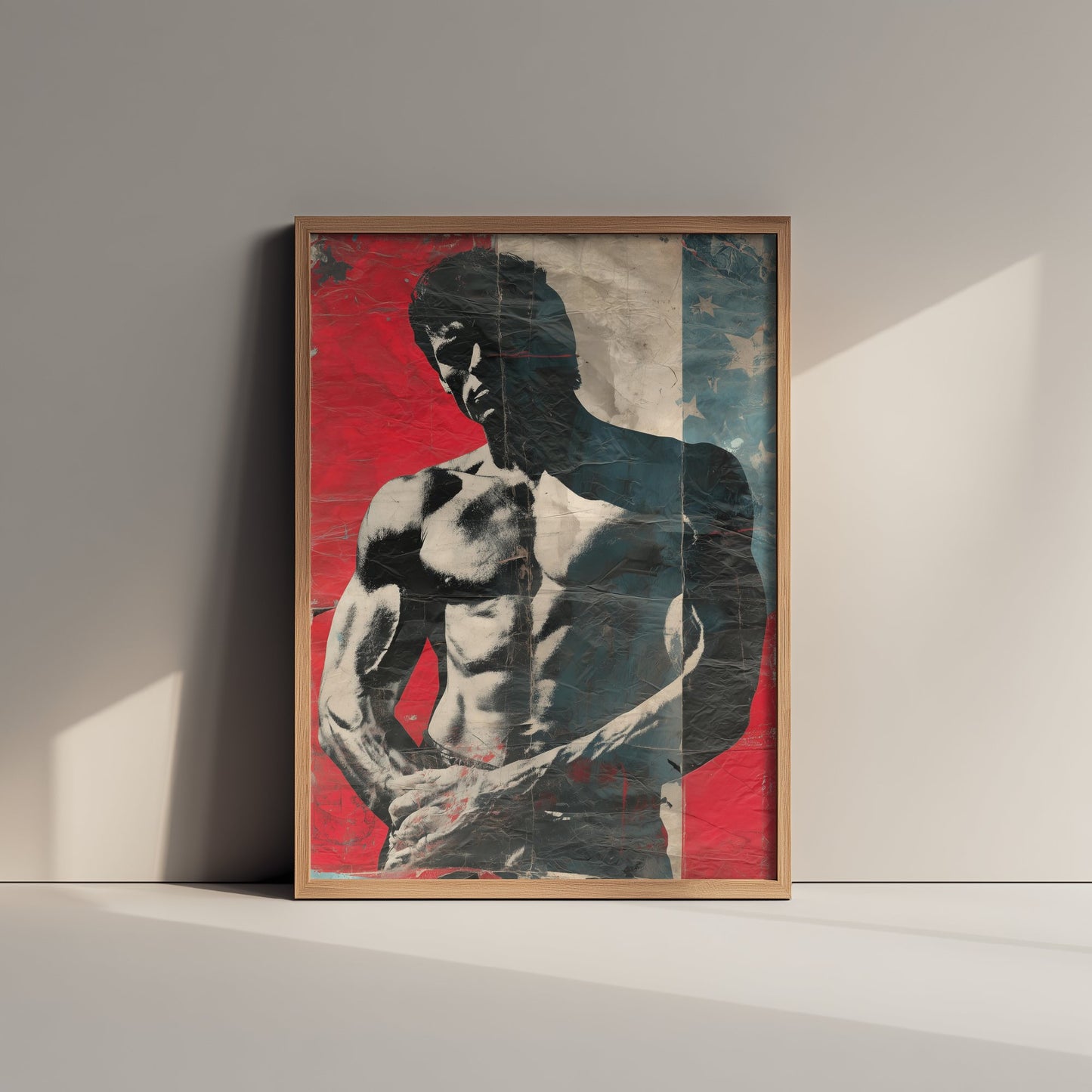 Vintage Bodybuilder Art Print - Muscular Male Physique Poster - Retro Americana Fitness Illustration - Gym Wall Art V2 2/3