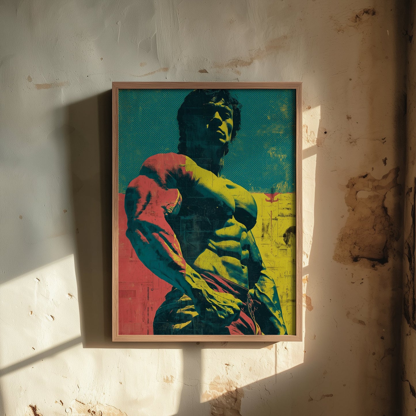 Vintage Bodybuilder Art Print - Muscular Male Physique Poster - Bold Pop Art Fitness Illustration - Gym Wall Art V2 3/3