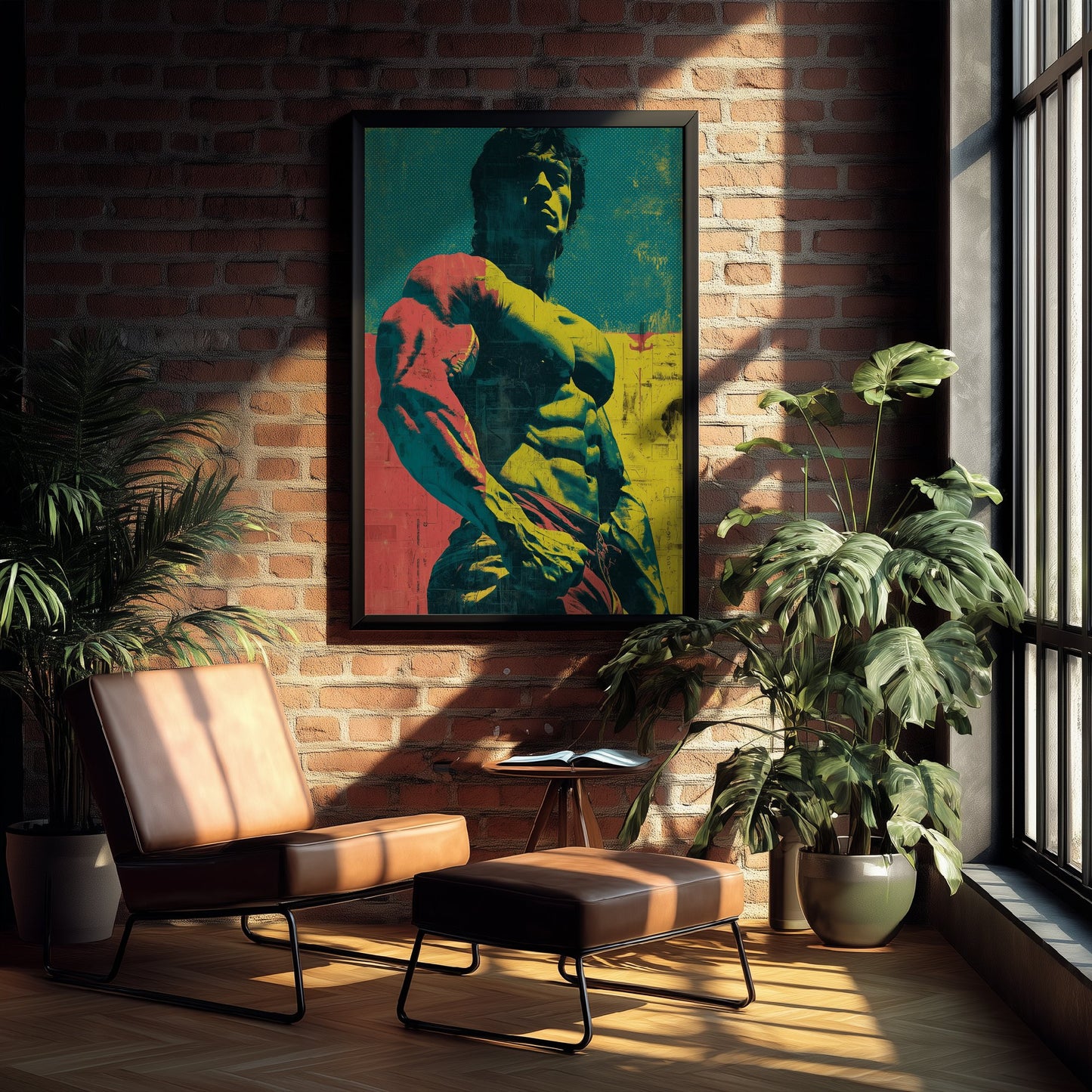 Vintage Bodybuilder Art Print - Muscular Male Physique Poster - Bold Pop Art Fitness Illustration - Gym Wall Art V2 3/3