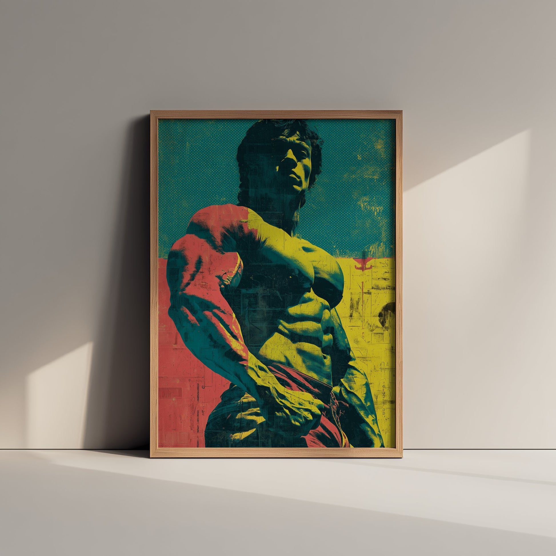 Vintage Bodybuilder Art Print - Muscular Male Physique Poster - Bold Pop Art Fitness Illustration - Gym Wall Art V2 3/3